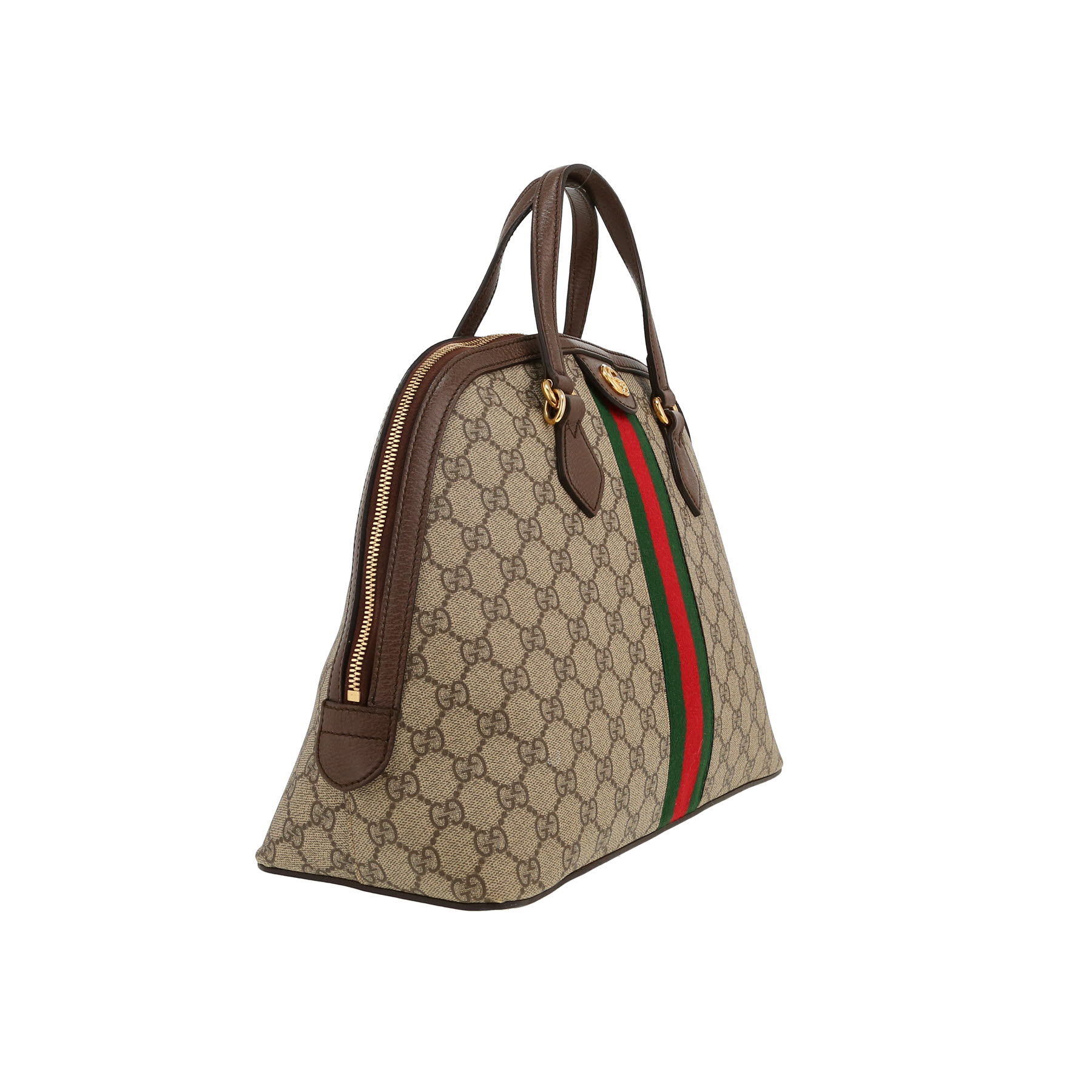Gucci  Ophidia handbag  in beige "sûpreme GG" canvas  and brown leather