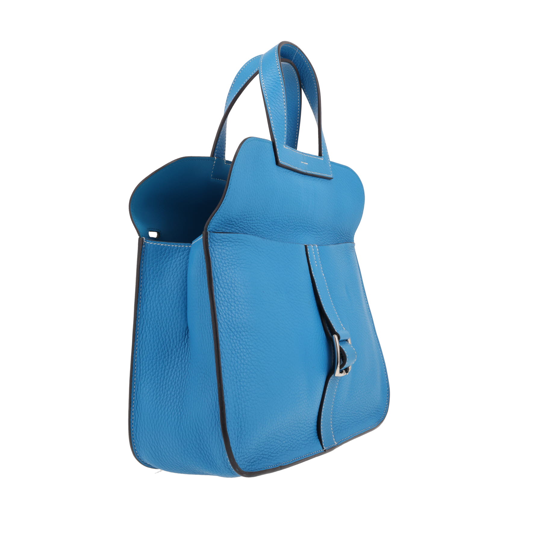 Hermès Halzan handbag in ‘Clémence’ calfskin, Bleu Zanzibar