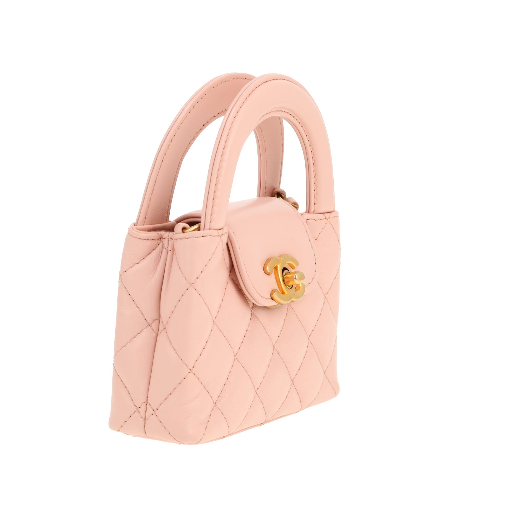 Chanel  Micro Shopping shoulder bag  in pink quilted leather