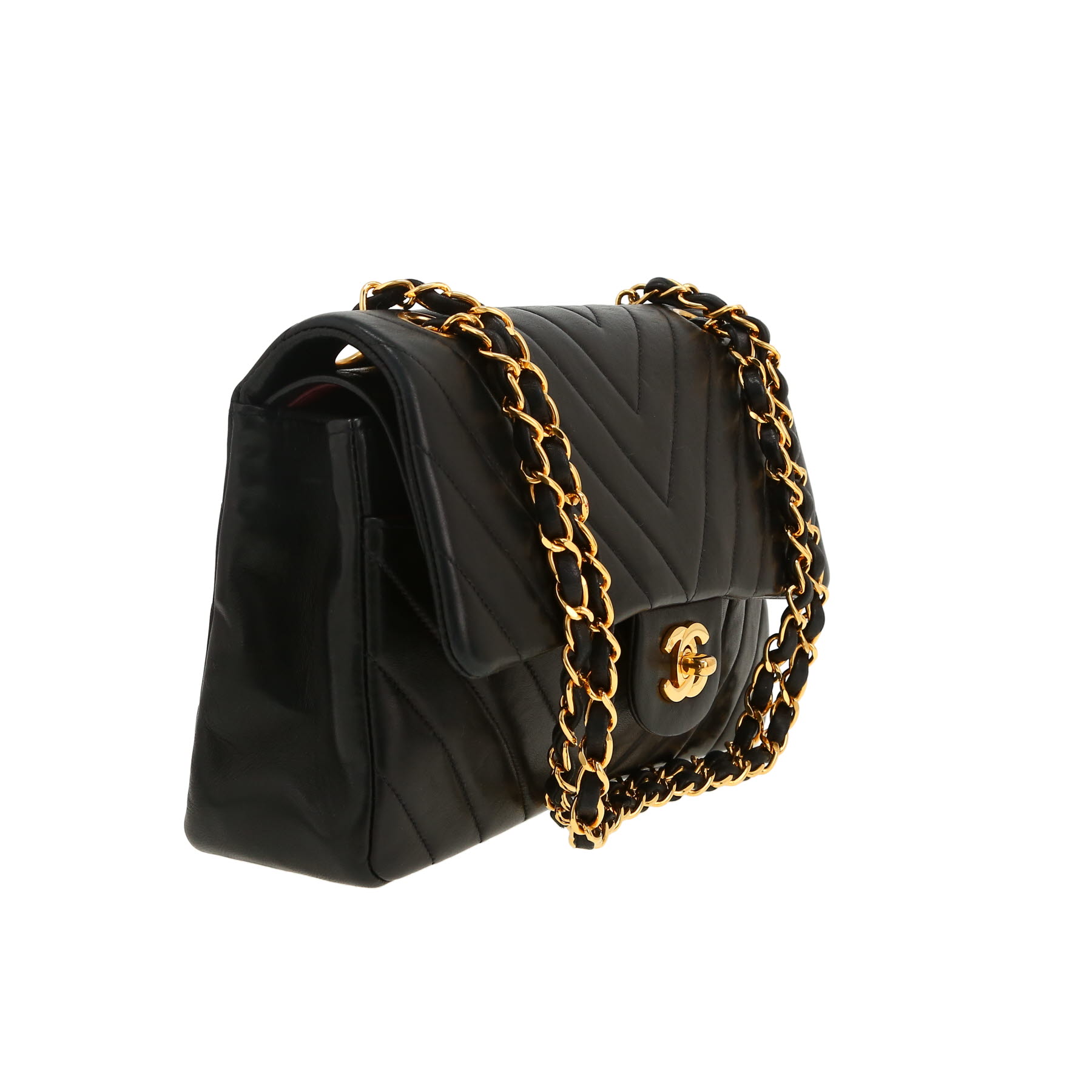 Chanel  Timeless Classic handbag  in black chevron quilted leather