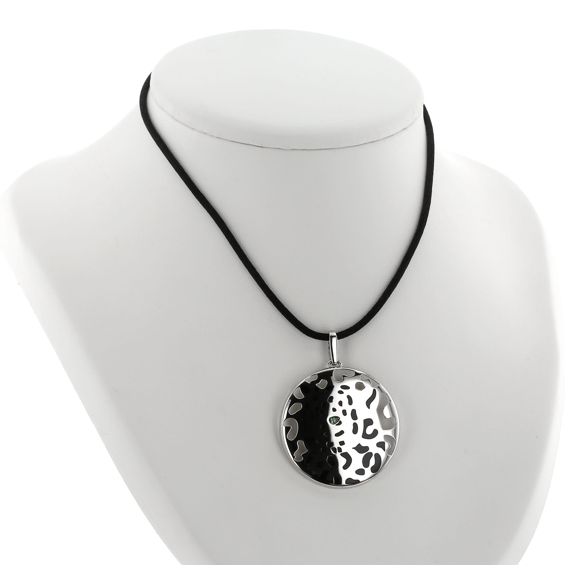 Cartier Panthère pendant in white gold, lacquer and tsavorites