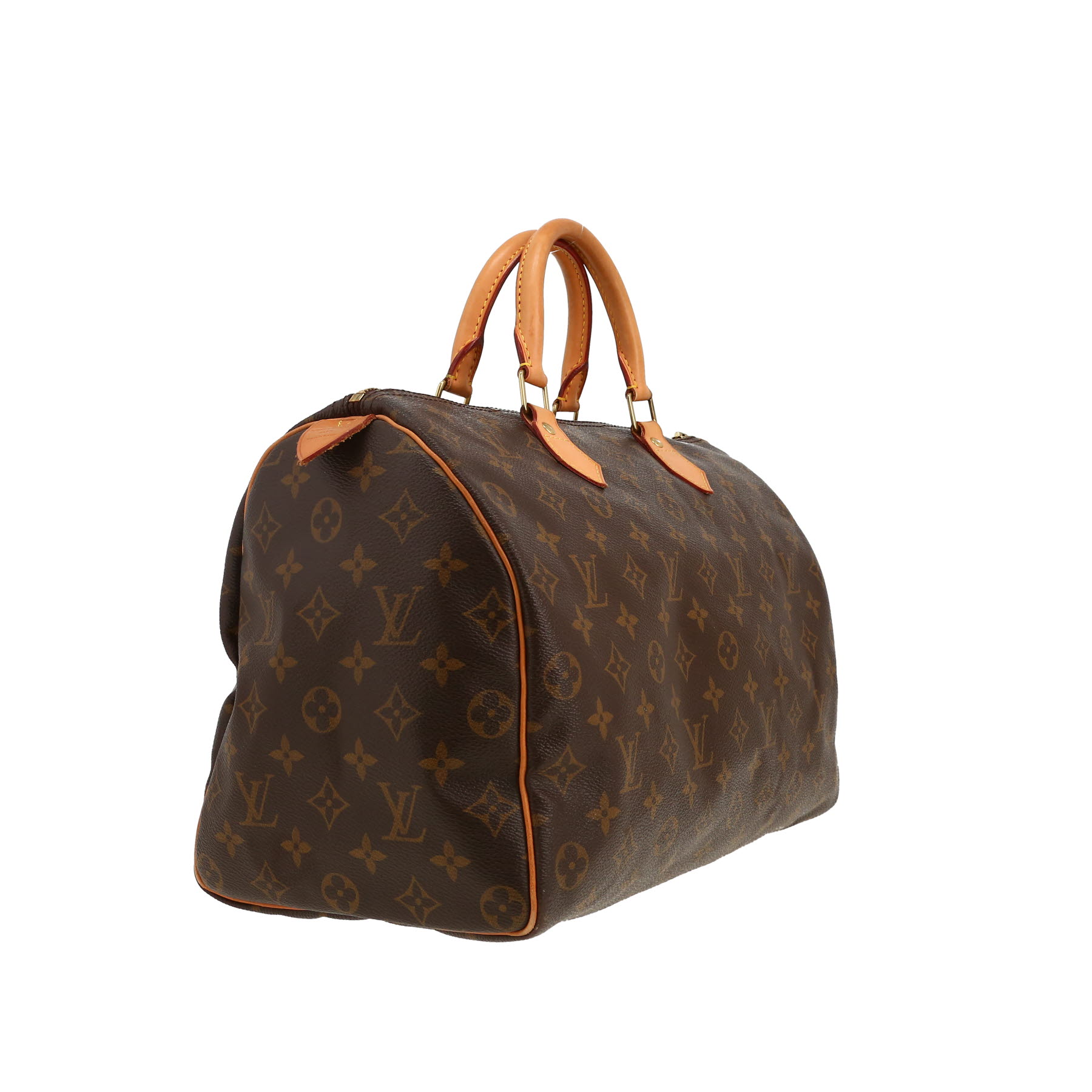 Bolso de mano Louis Vuitton  Speedy 35 en lona Monogram marrón y cuero natural
