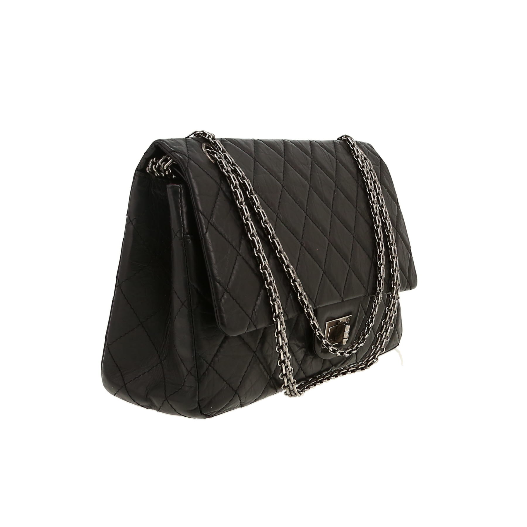 Chanel  2.55 shoulder bag  in black quilted leather