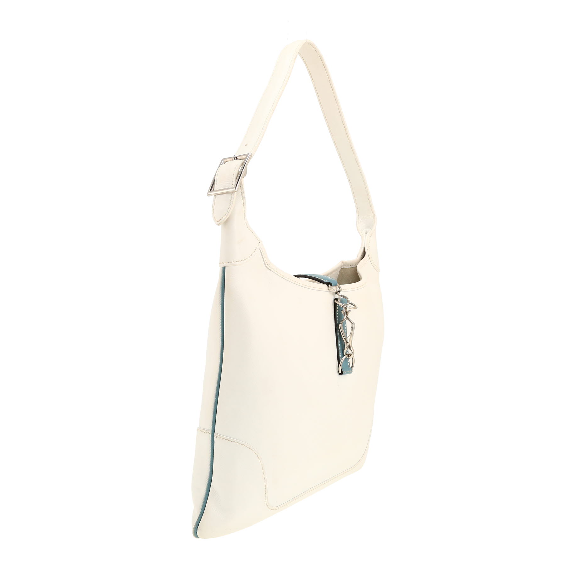 Hermès  Trim handbag  in white and blue jean leather