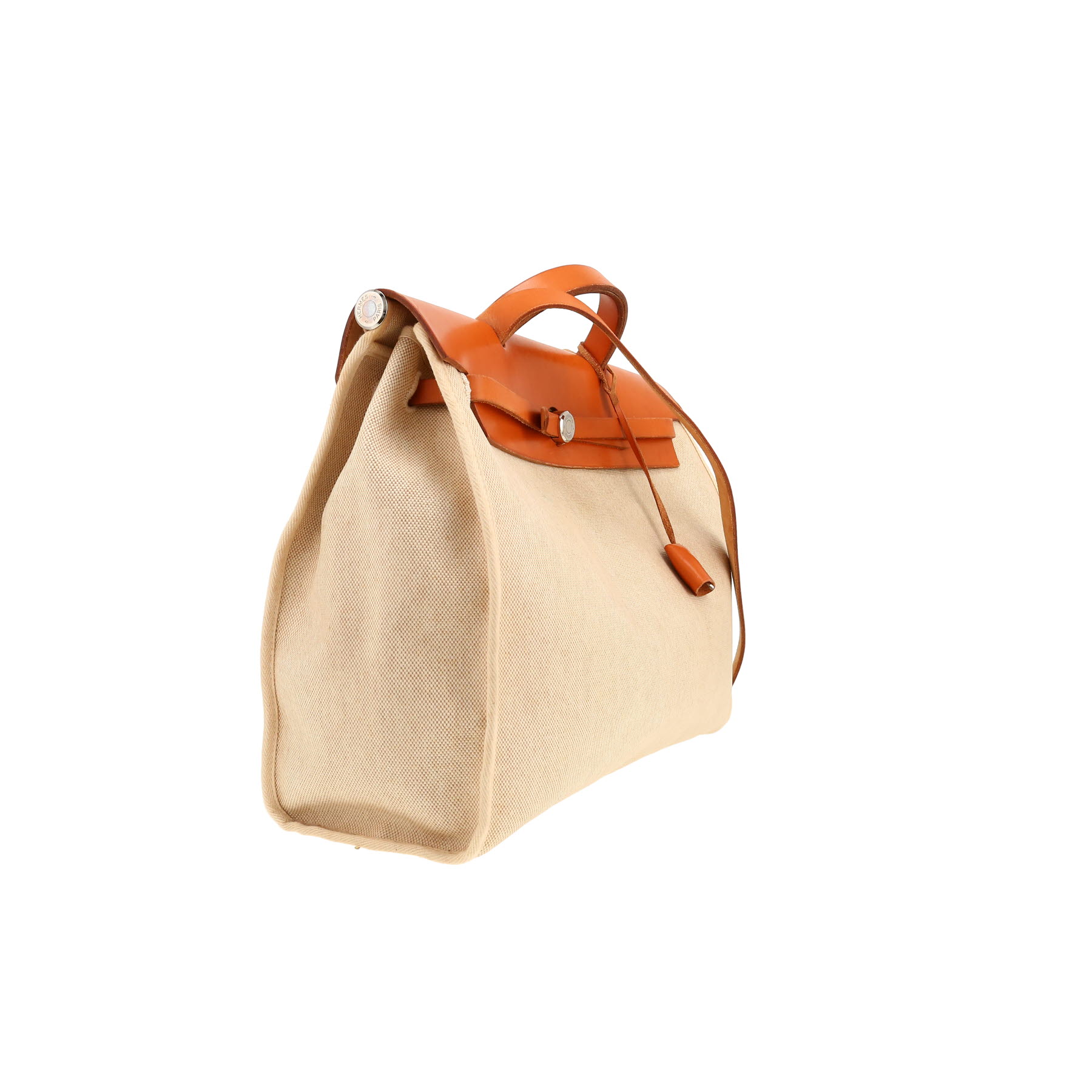 Sac à main Hermès  Herbag en toile beige et vache Hunter