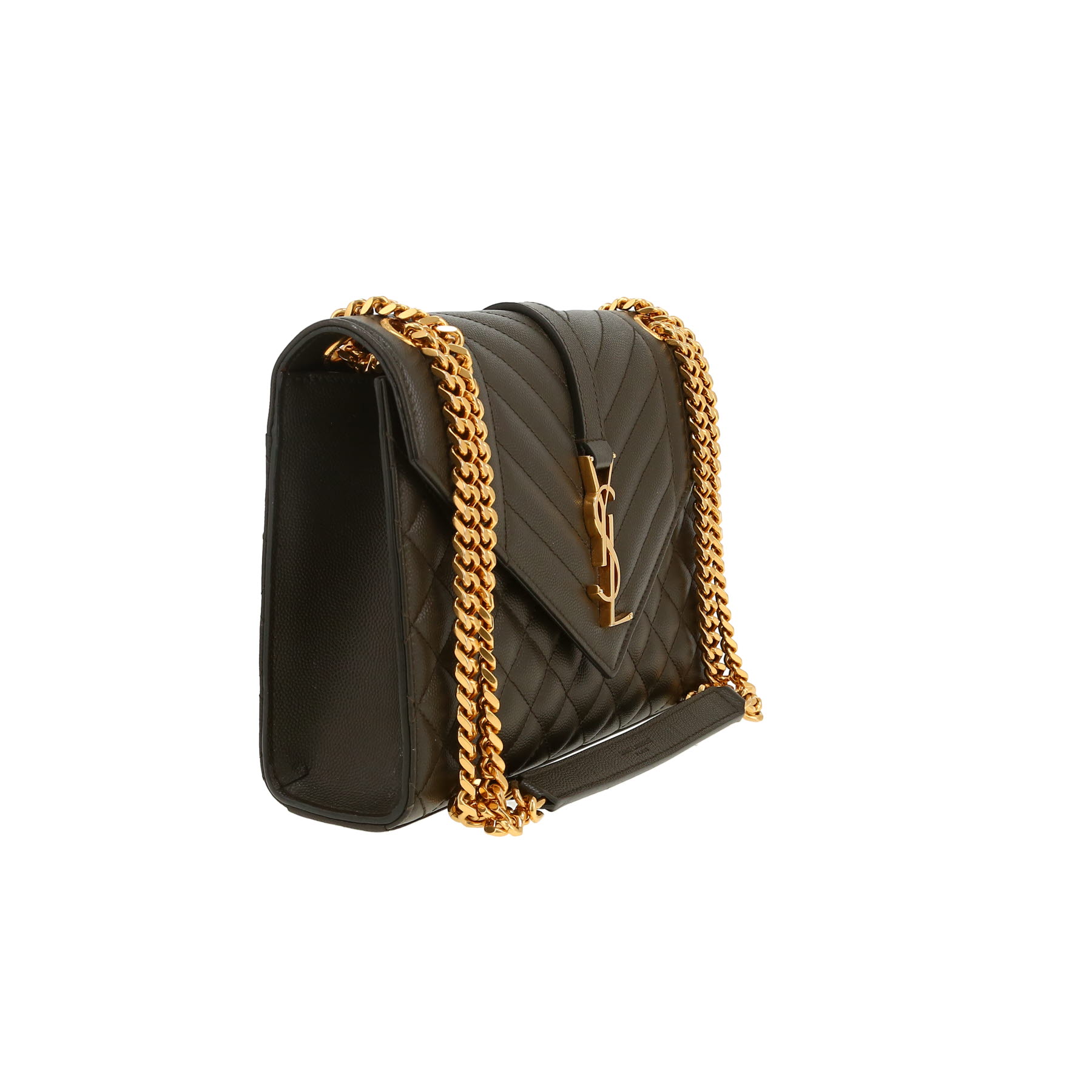 Sac bandoulière Saint Laurent  Envelope en cuir grainé vert-kaki