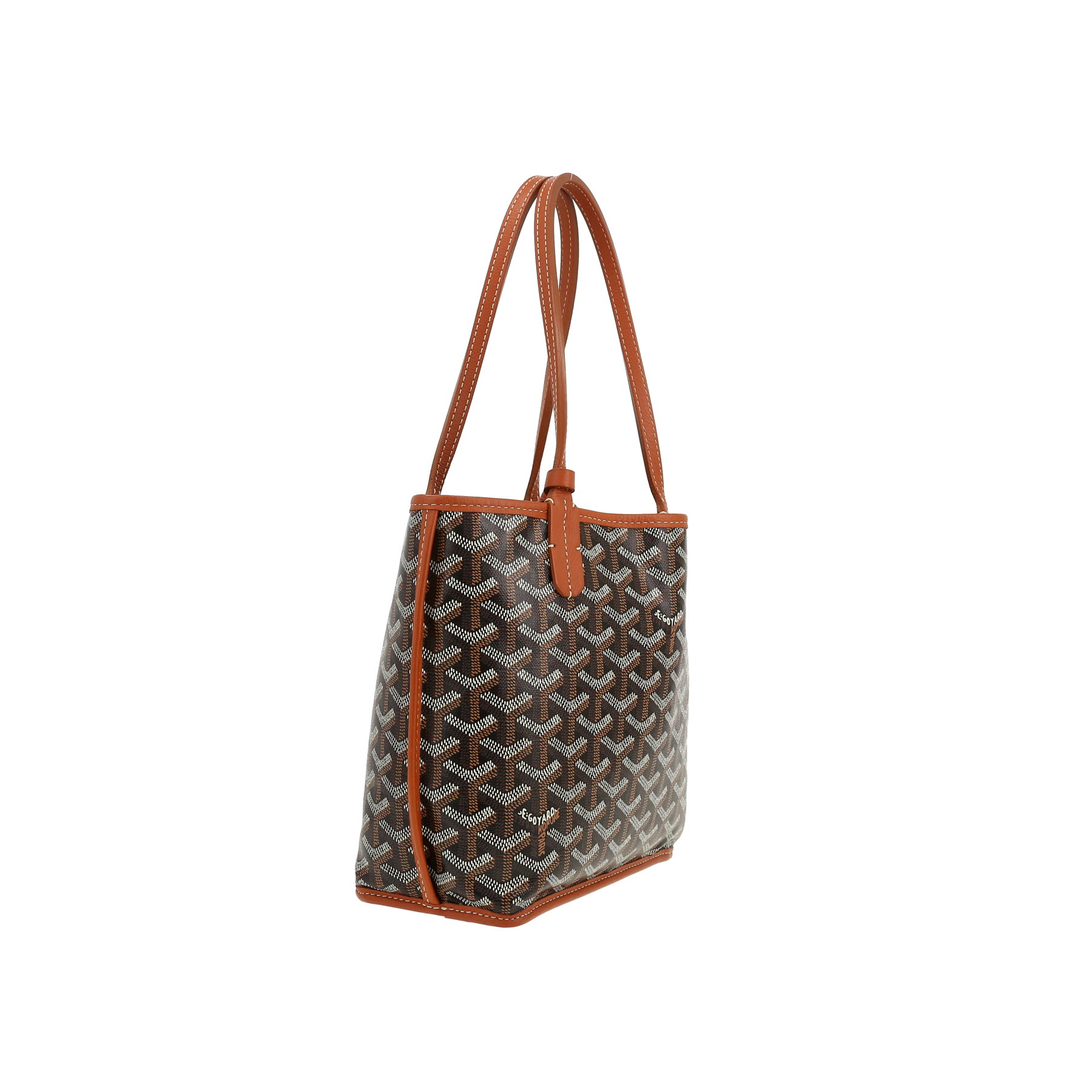 Goyard  Anjou small model  shopping bag  in brown Goyard canvas  and brown leather