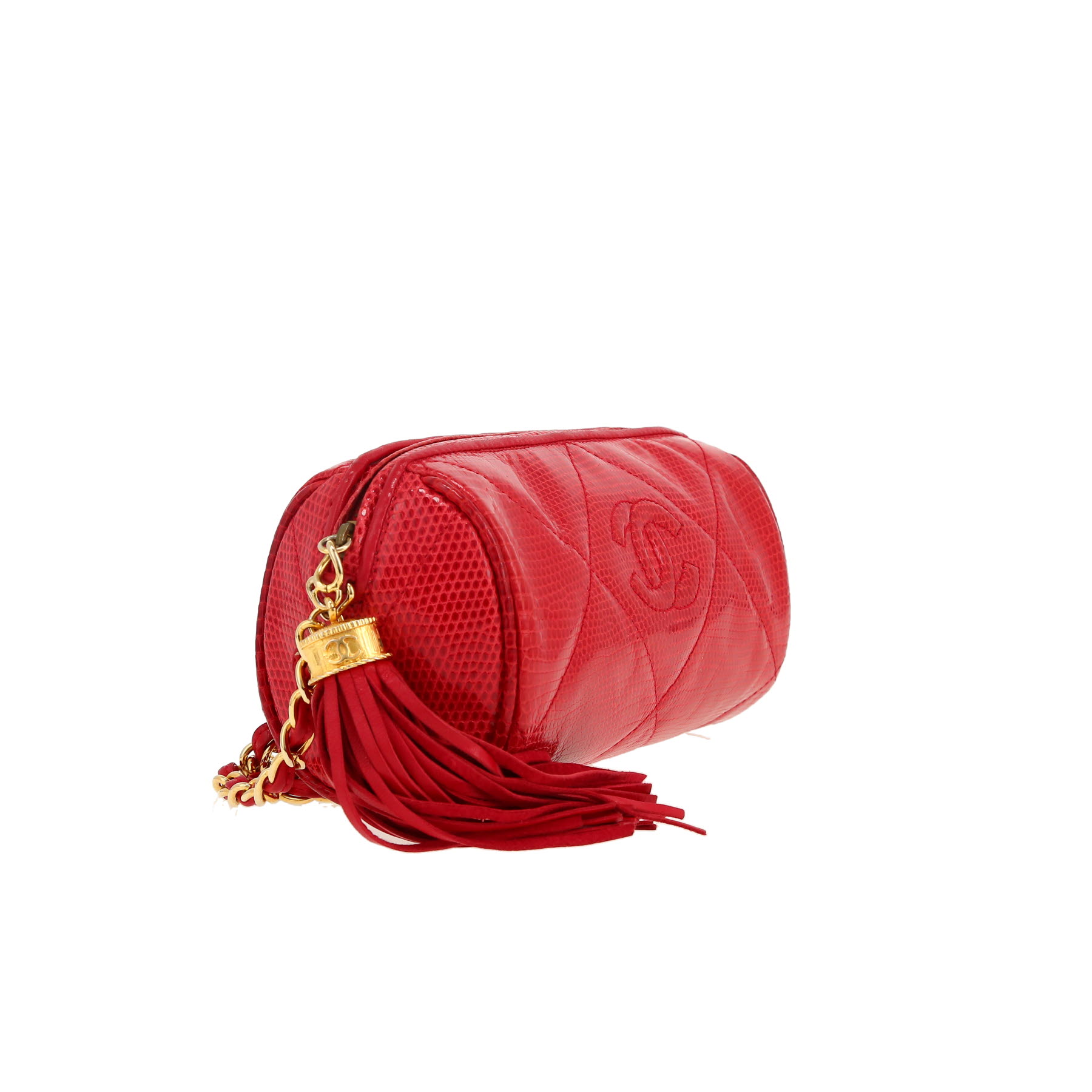 Chanel  Vintage shoulder bag  in red lizzard