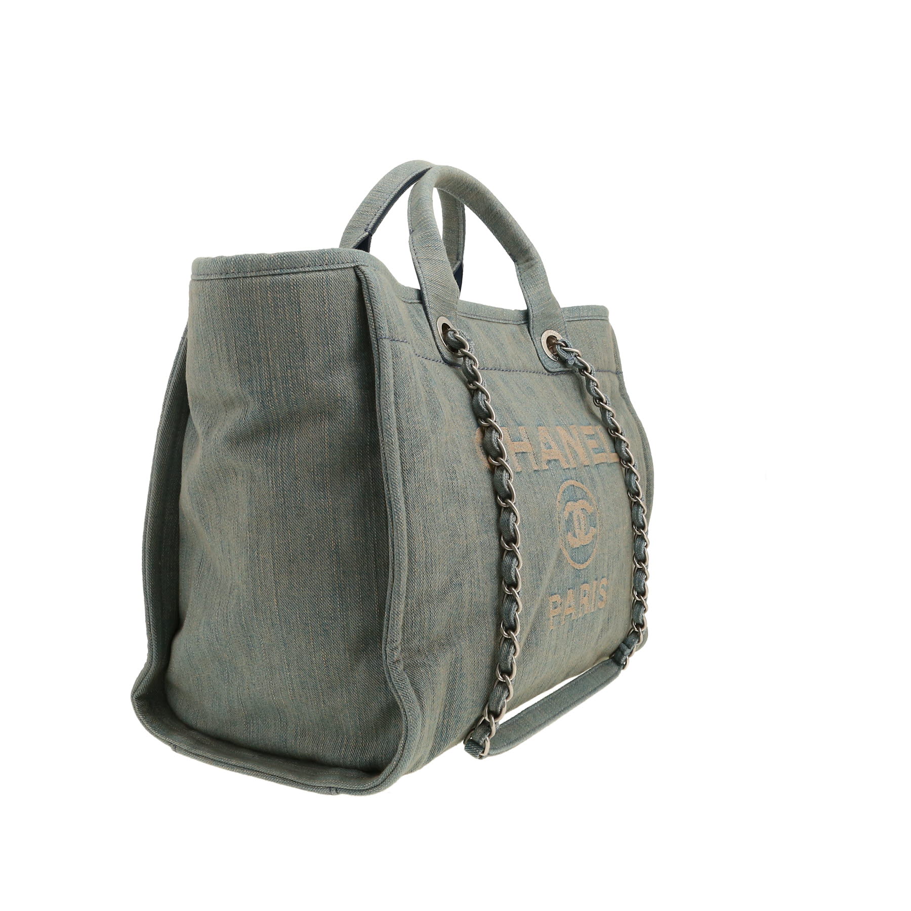 Shopping bag Chanel  Deauville in tela denim blu