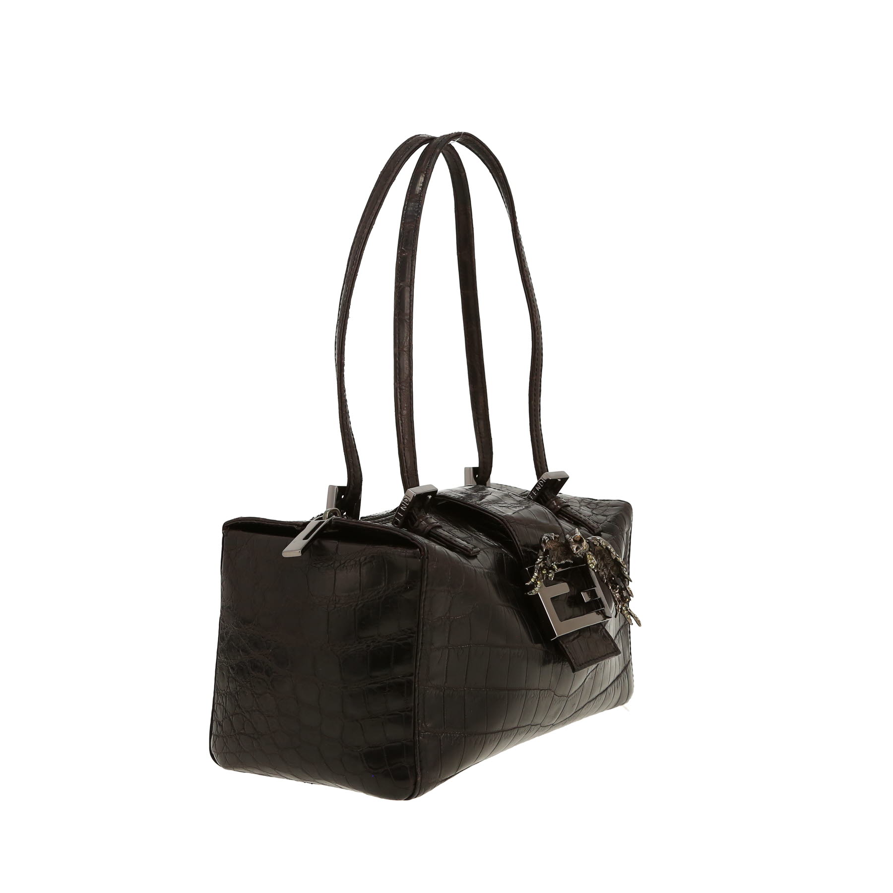 Fendi   handbag  in black crocodile