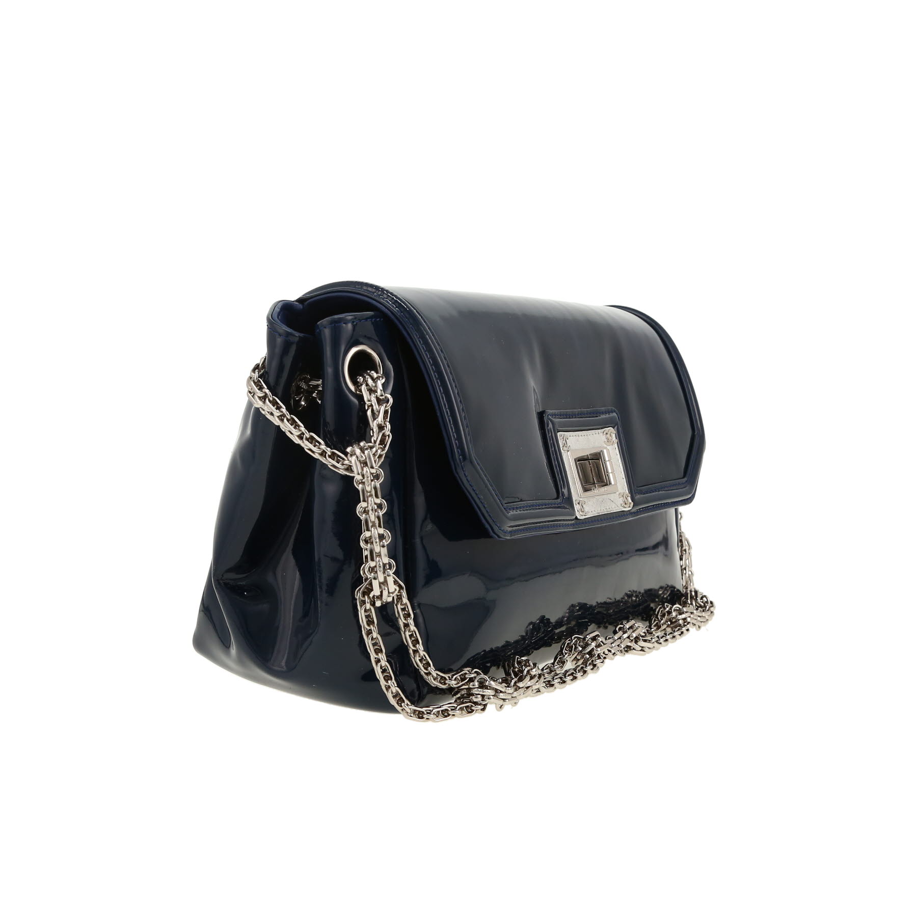 Chanel   handbag  in navy blue patent leather