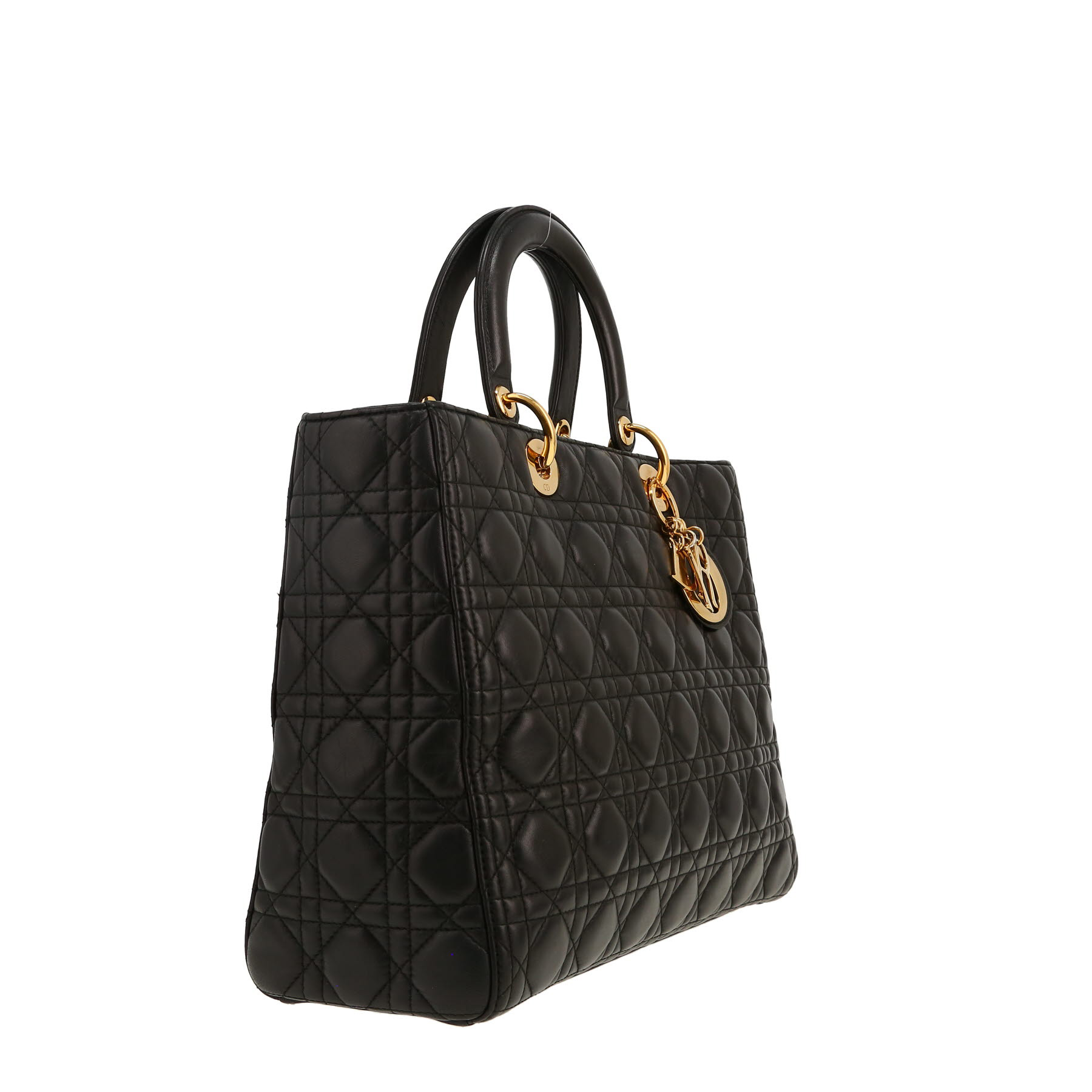 Dior  Lady Dior handbag  in black leather cannage