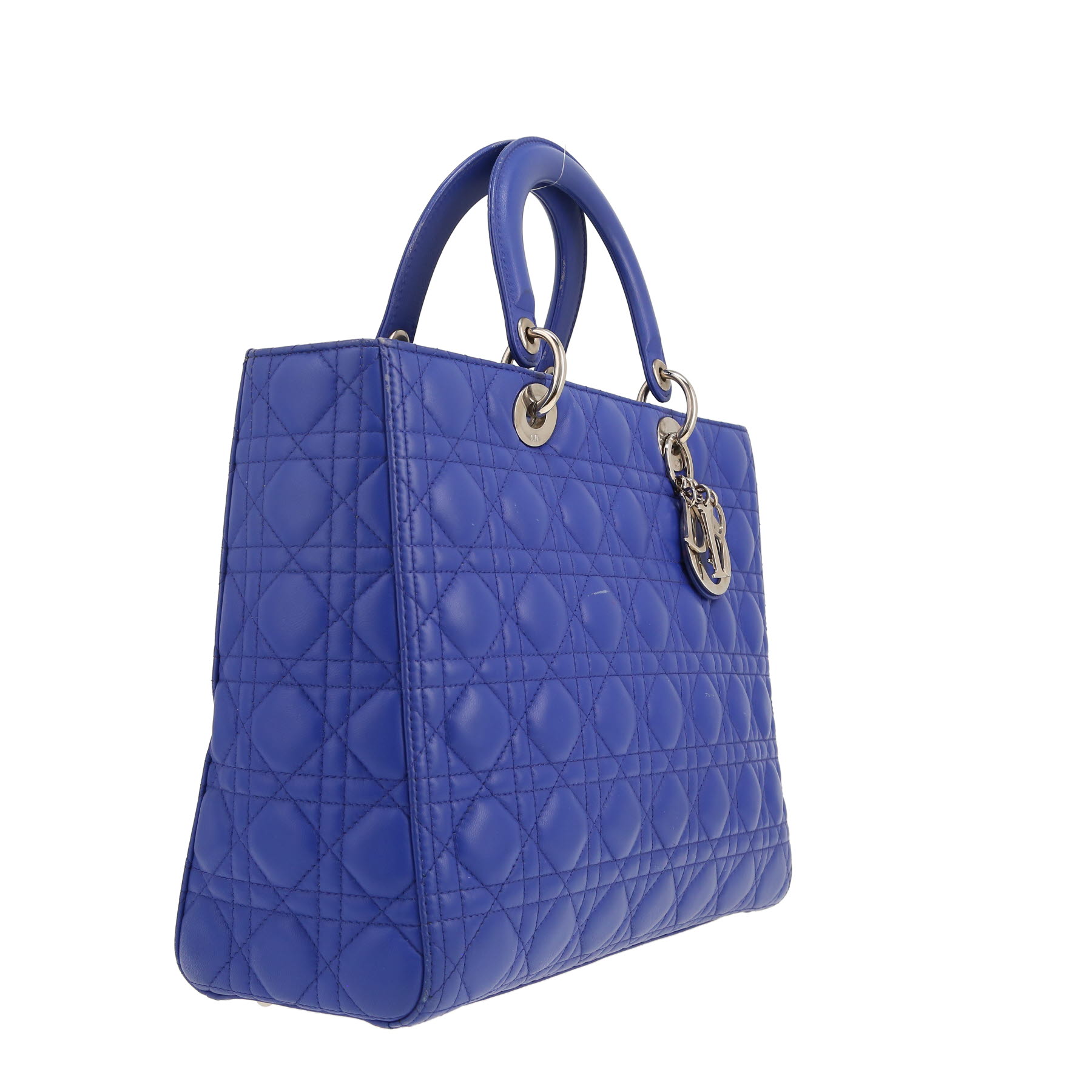 Bolso de mano Dior  Lady Dior en cuero cannage azul
