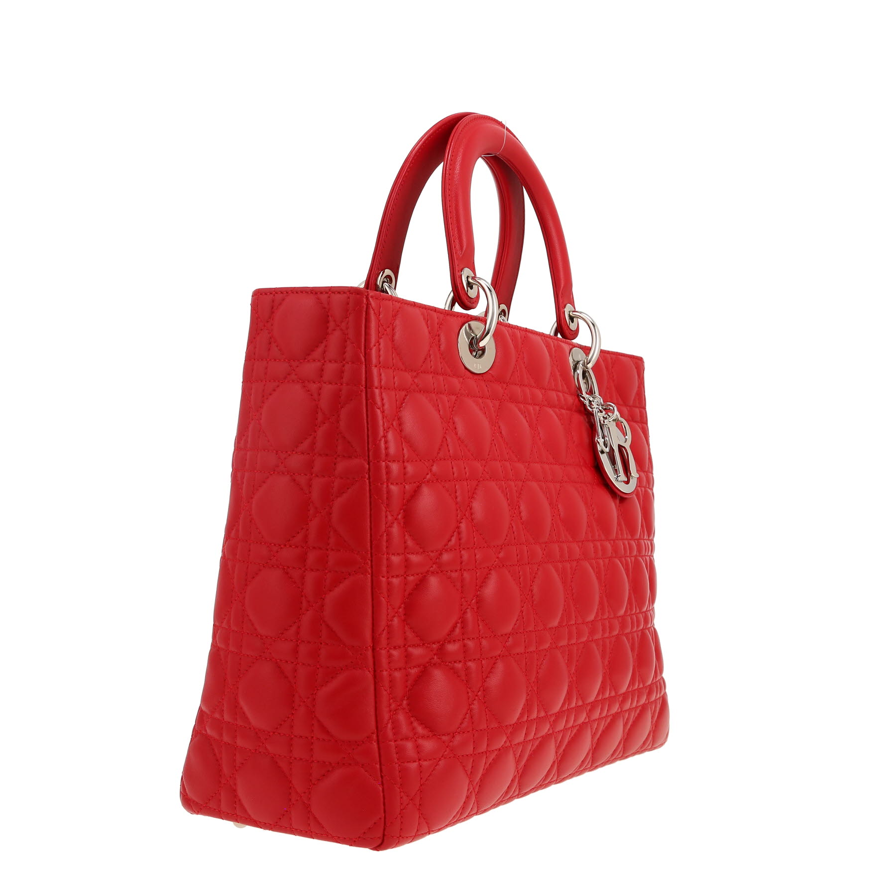 Dior  Lady Dior handbag  in red leather cannage