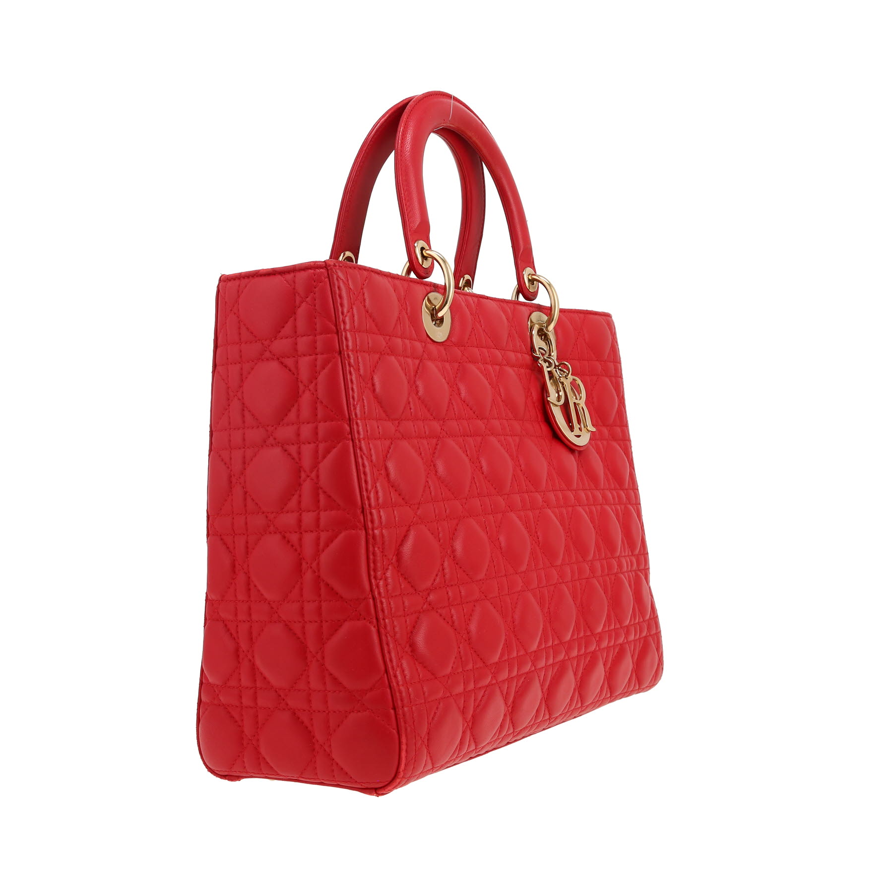 Dior  Lady Dior handbag  in red leather cannage