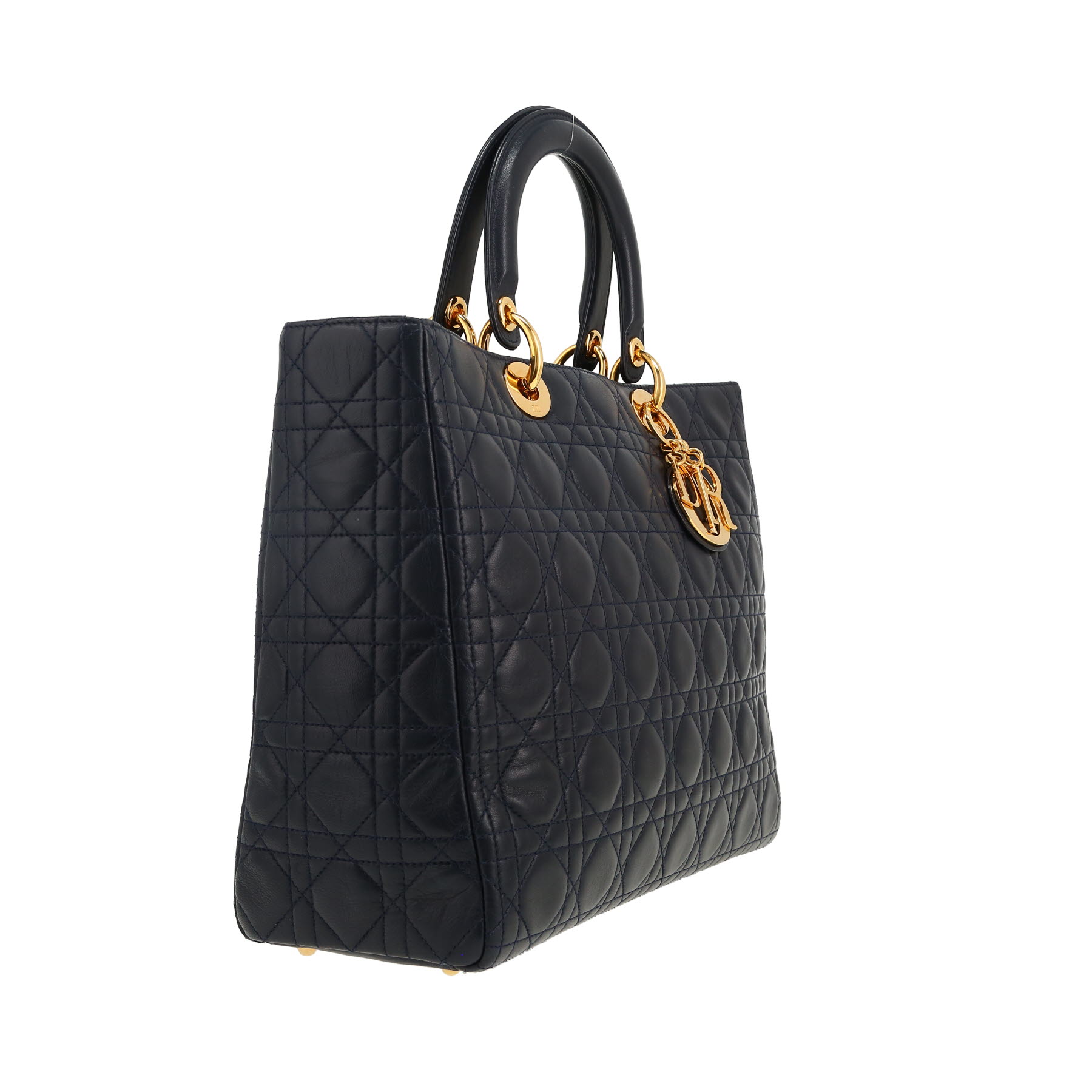 Dior  Lady Dior handbag  in navy blue leather cannage