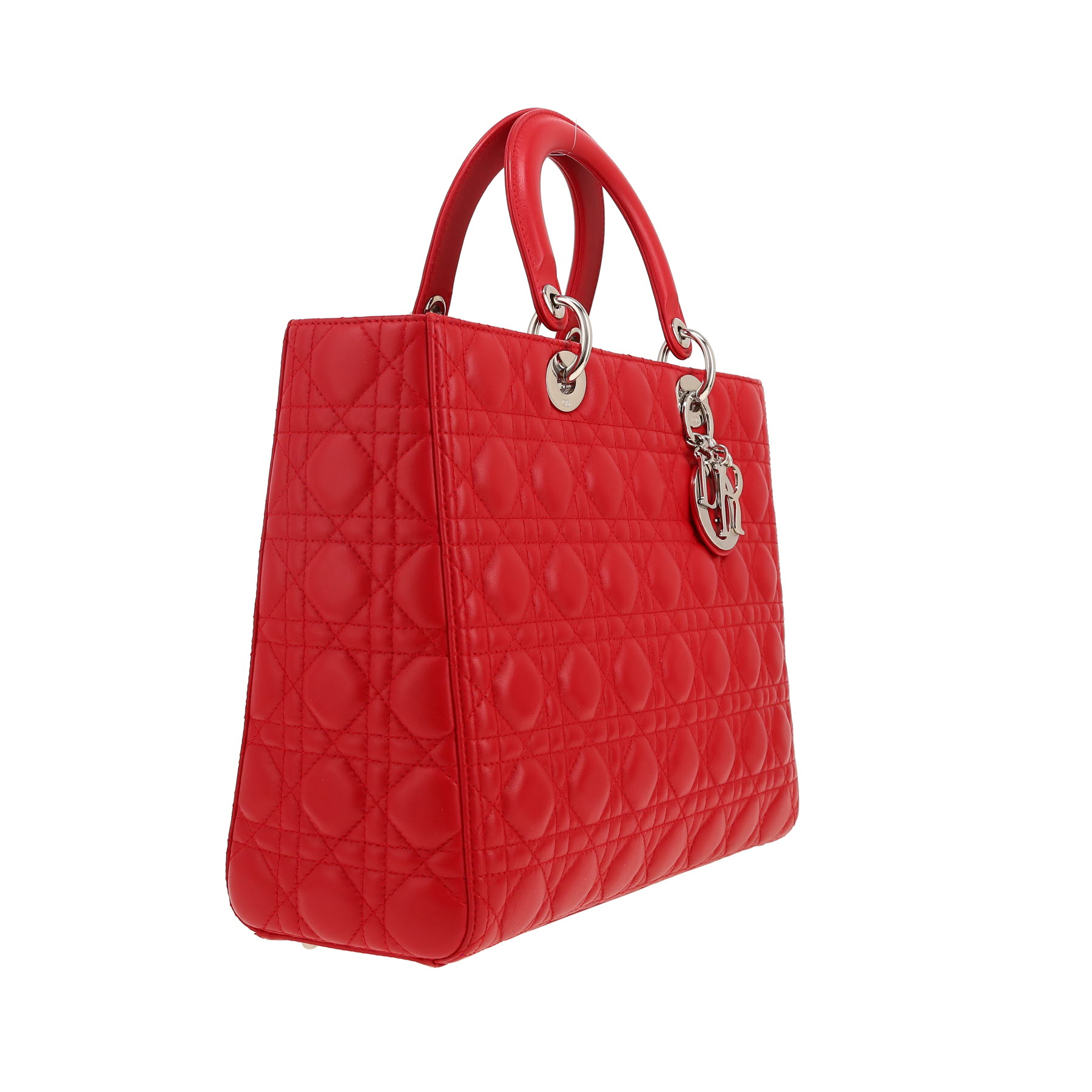 Dior  Lady Dior handbag  in red leather cannage