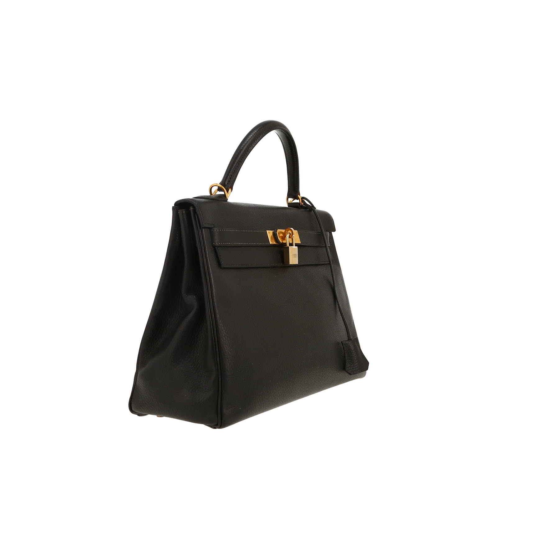 Bolso de mano Hermès  Kelly 32 cm en cuero Ardenne negro