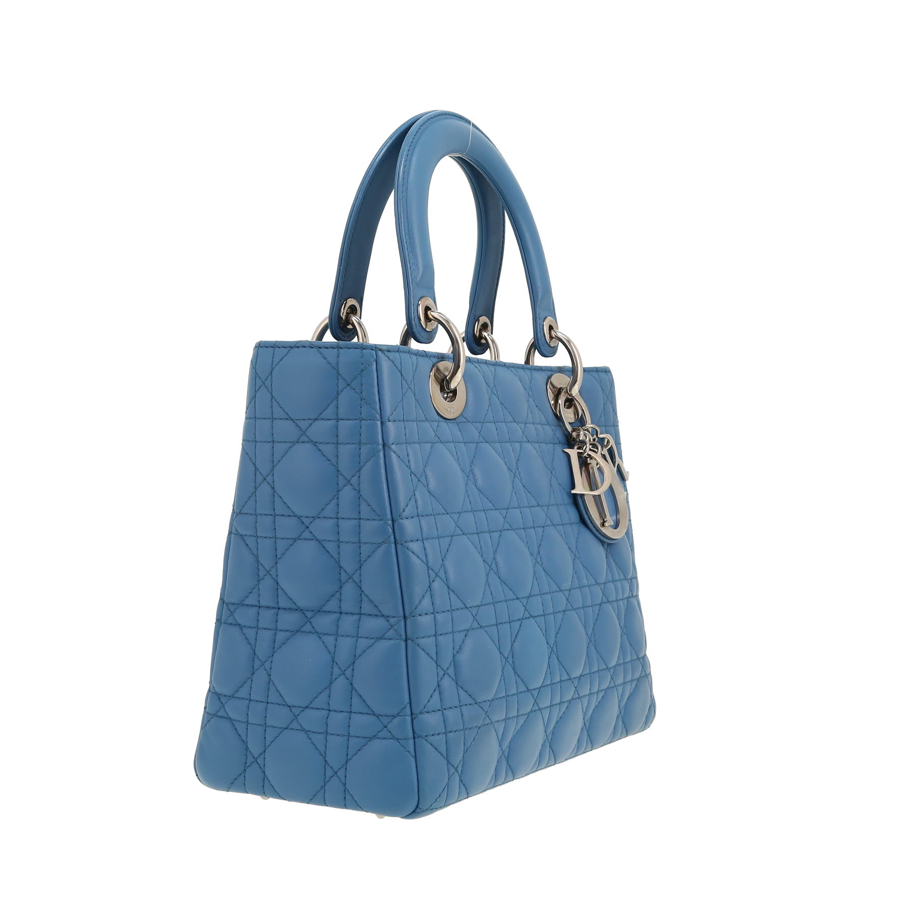 Dior  Lady Dior handbag  in blue leather cannage