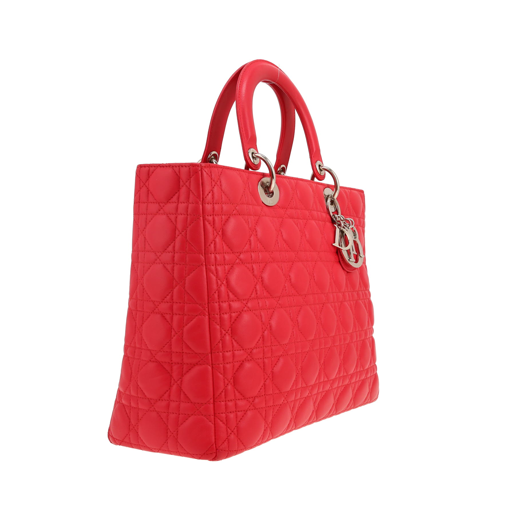 Dior  Lady Dior handbag  in red leather cannage