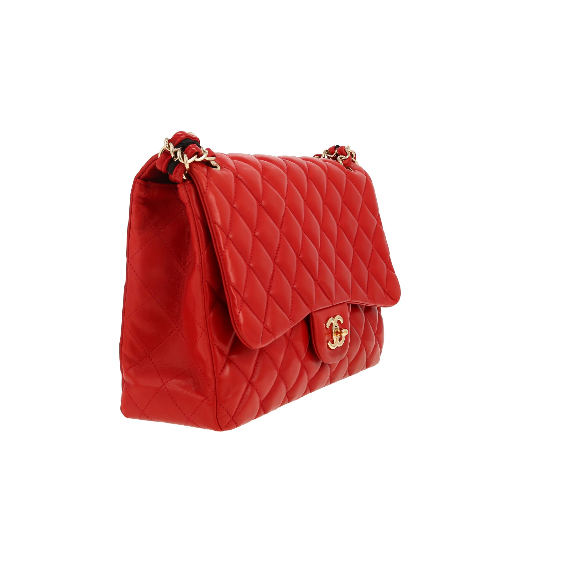 Bolso de mano Chanel  Timeless Jumbo en cuero acolchado rojo