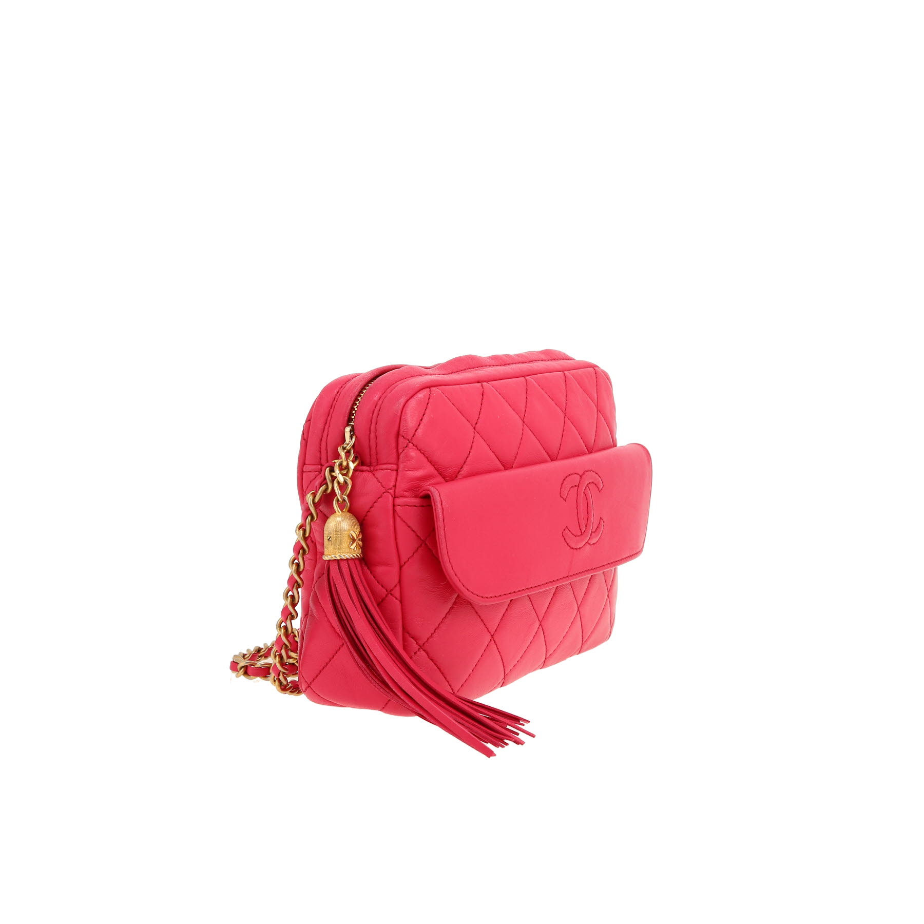Bolso bandolera Chanel  Camera en cuero acolchado rosa