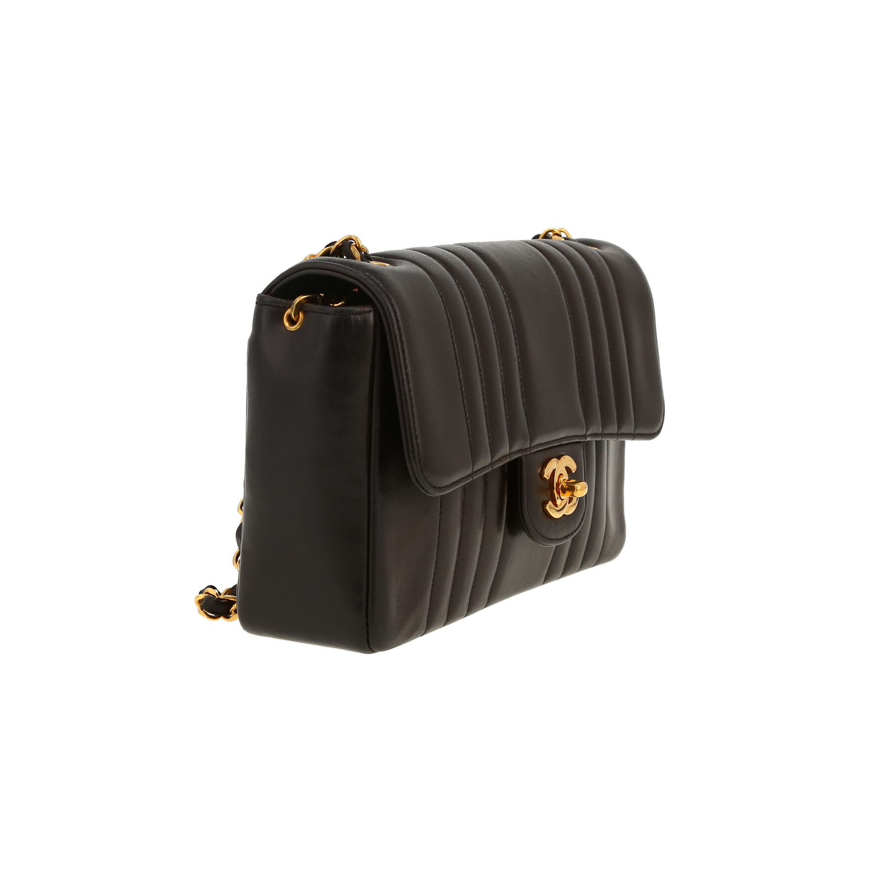 Bolso bandolera Chanel  Vintage en cuero acolchado negro
