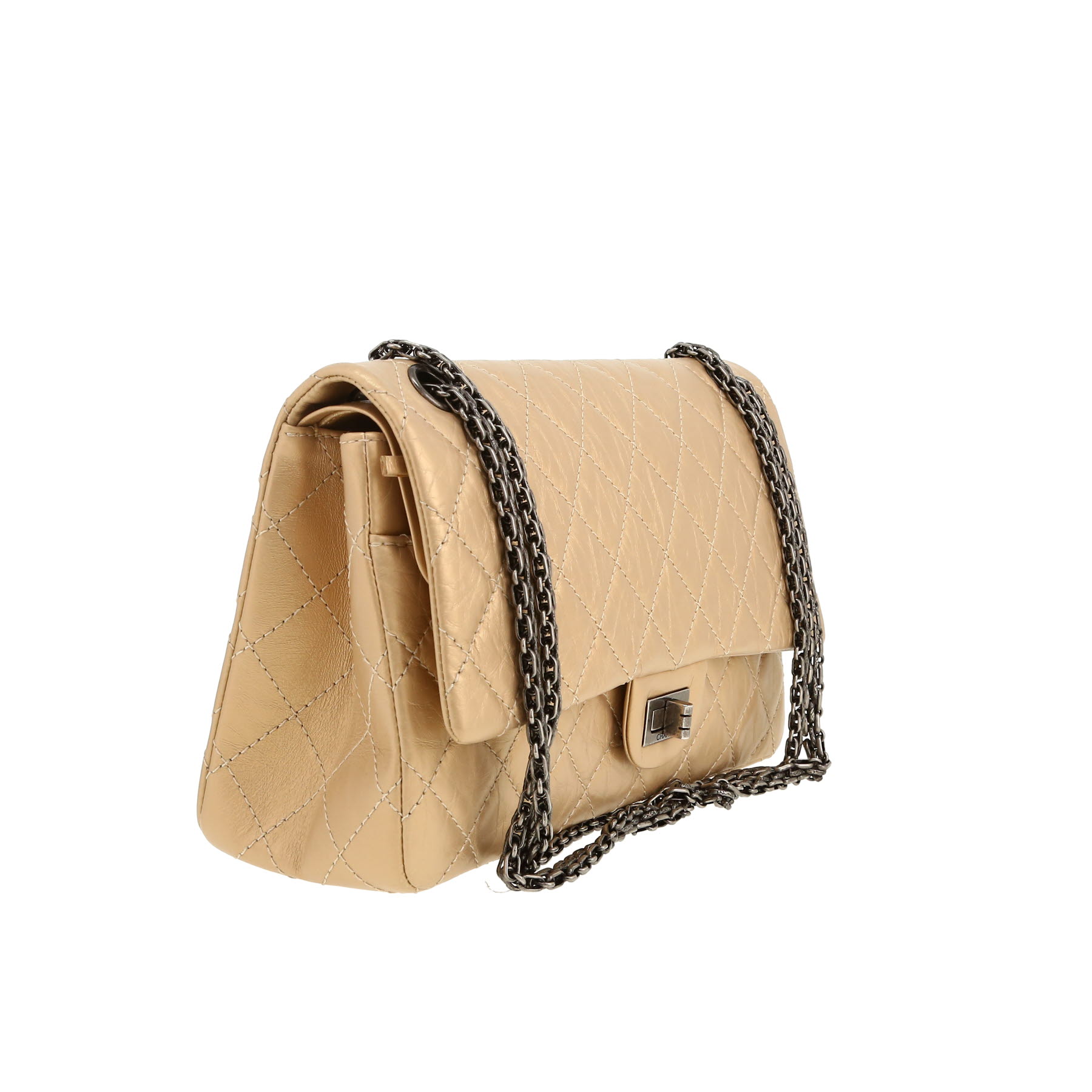 Chanel  2.55 shoulder bag  in gold quilted leather