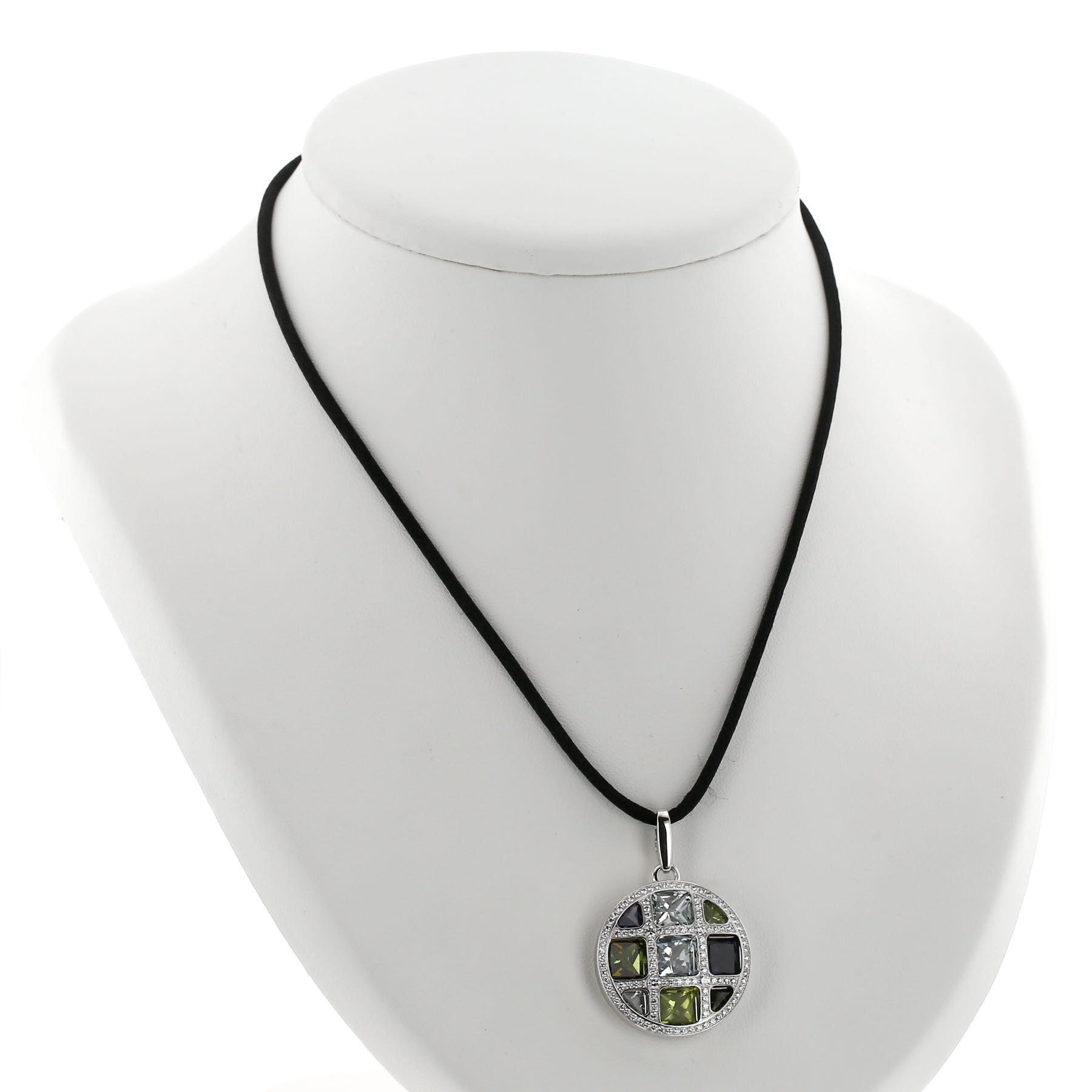 Colgante Cartier Pasha de oro blanco, piedras de colores y diamantes