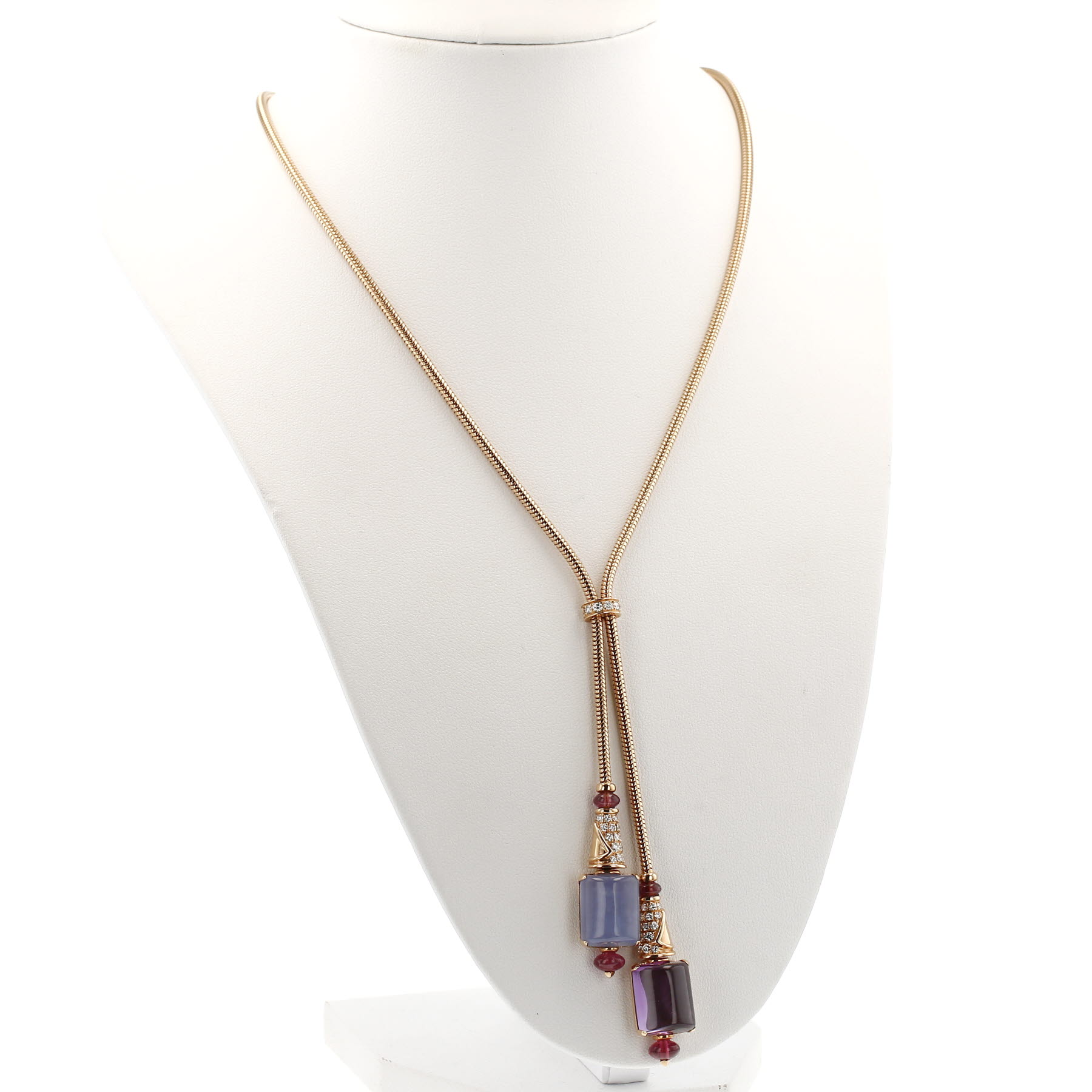 Bulgari Musa necklace in pink gold, colored stones and diamonds