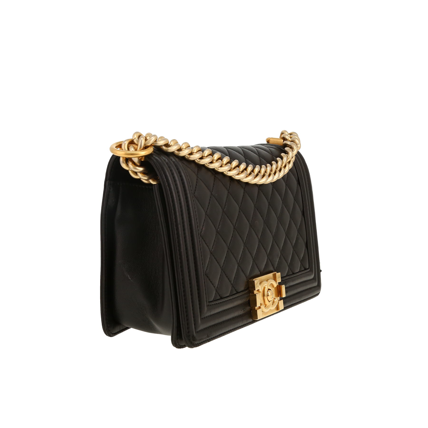 Chanel  Boy shoulder bag  in black quilted leather