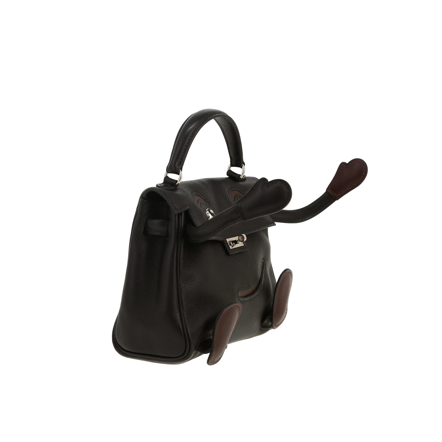 Hermès  Kelly Doll handbag  in black and brown Swift leather