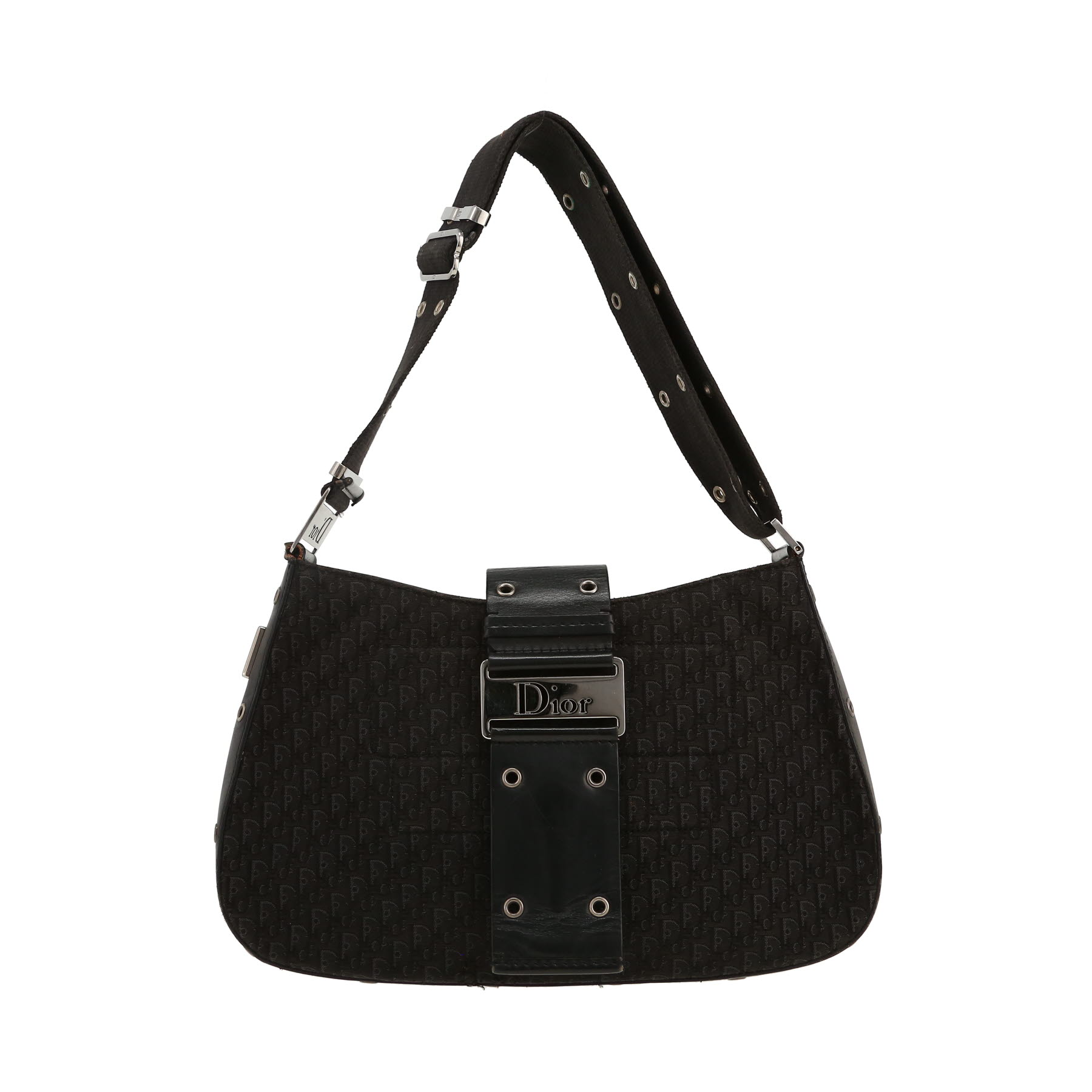 Sac à main Dior  Colombus en toile siglée noire et cuir noir - 360
