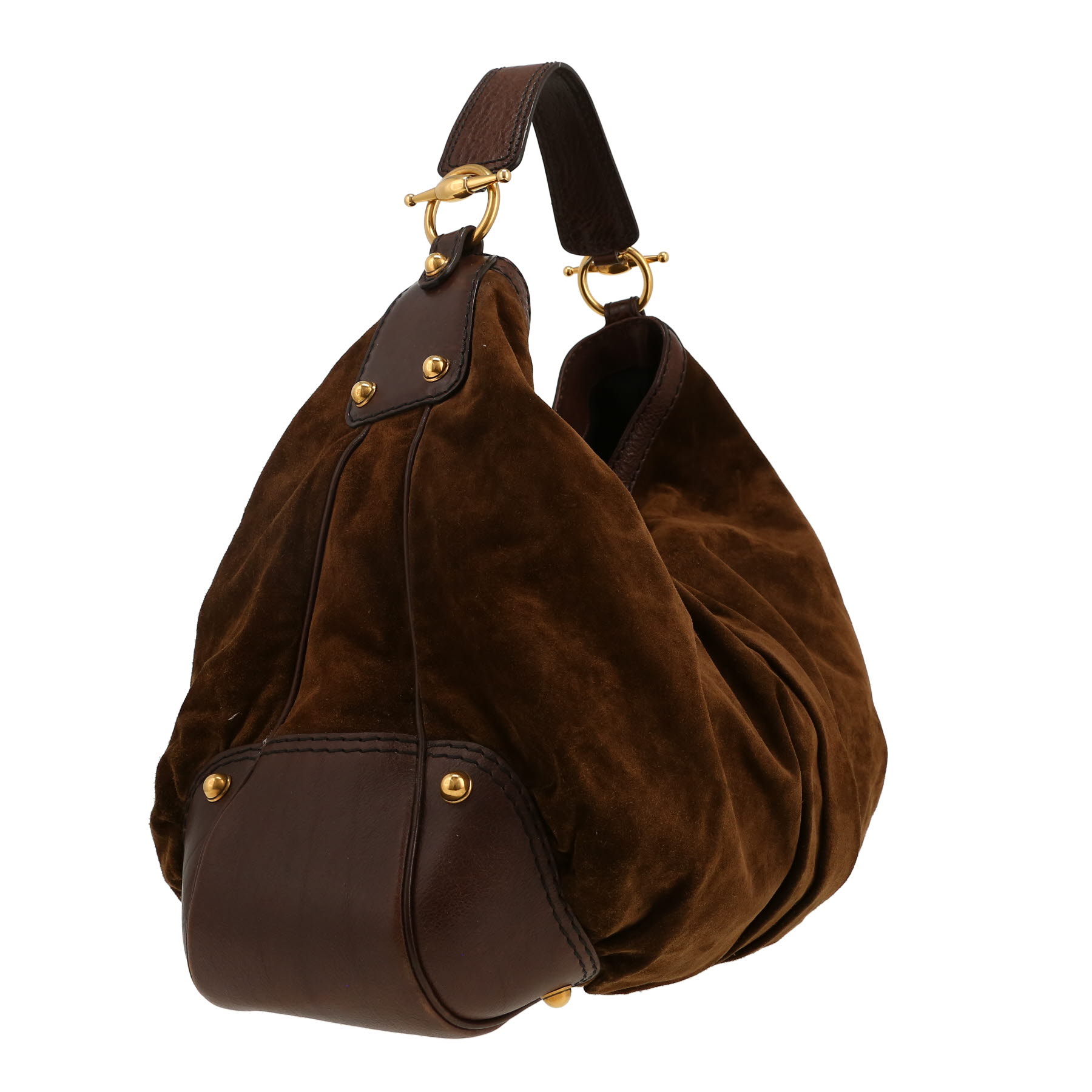 Bolso de mano Gucci   en Veau velours y cuero marrón