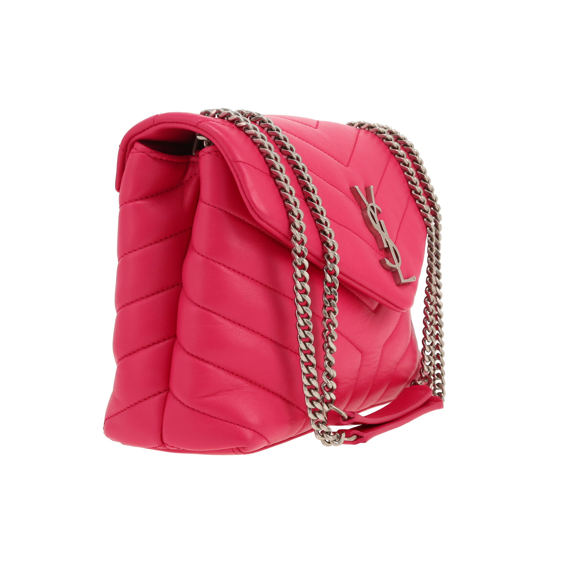 Saint Laurent  Loulou small model  shoulder bag  in pink chevron quilted leather