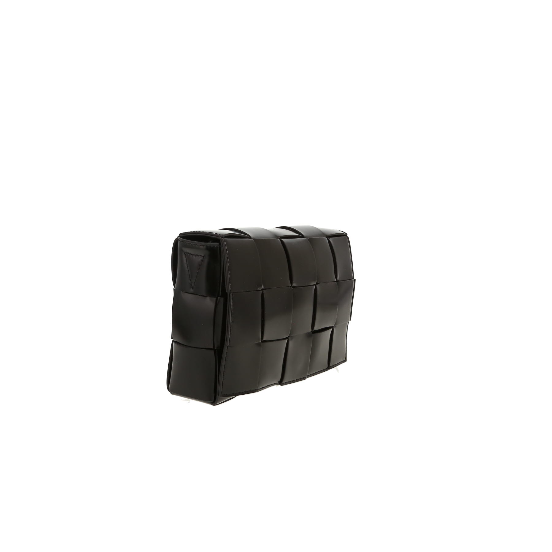 Bottega Veneta  Cassette shoulder bag  in black patent braided leather