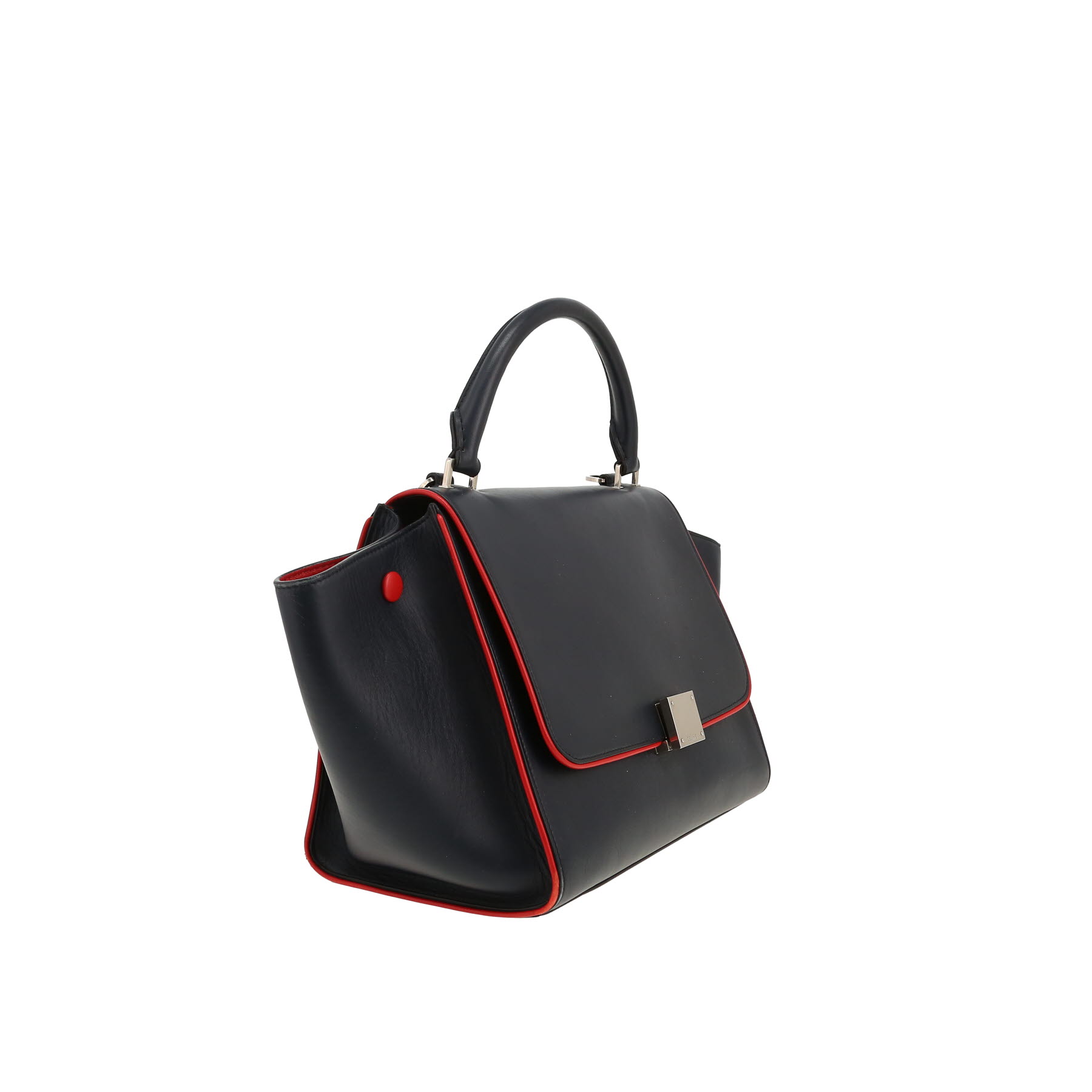 Celine  Trapeze handbag  in navy blue leather  and red piping