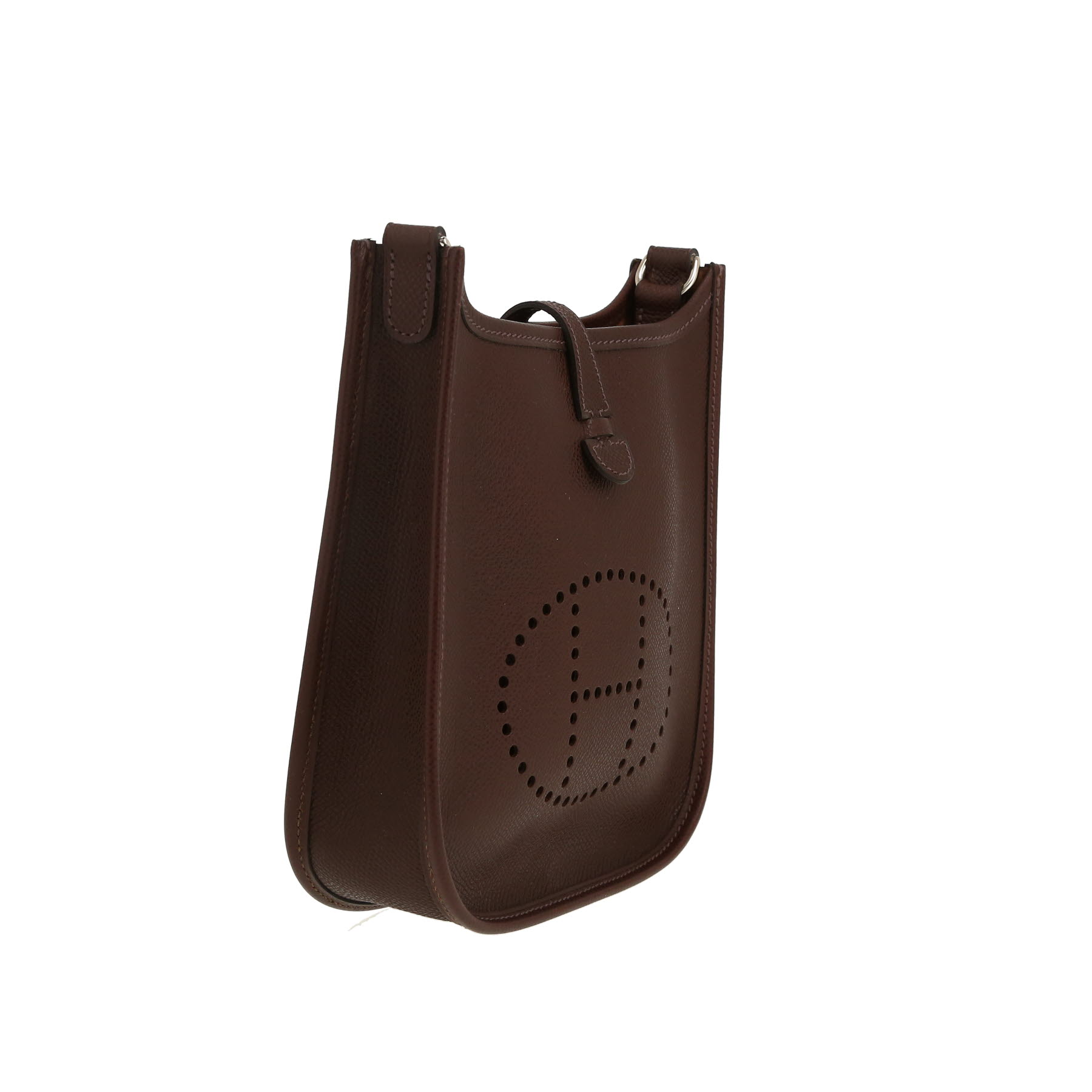 Hermès  Mini Evelyne shoulder bag  in brown Courchevel leather