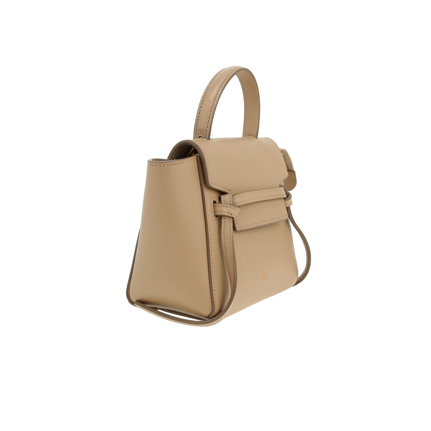 Bolso bandolera Celine  Belt Nano en cuero granulado beige