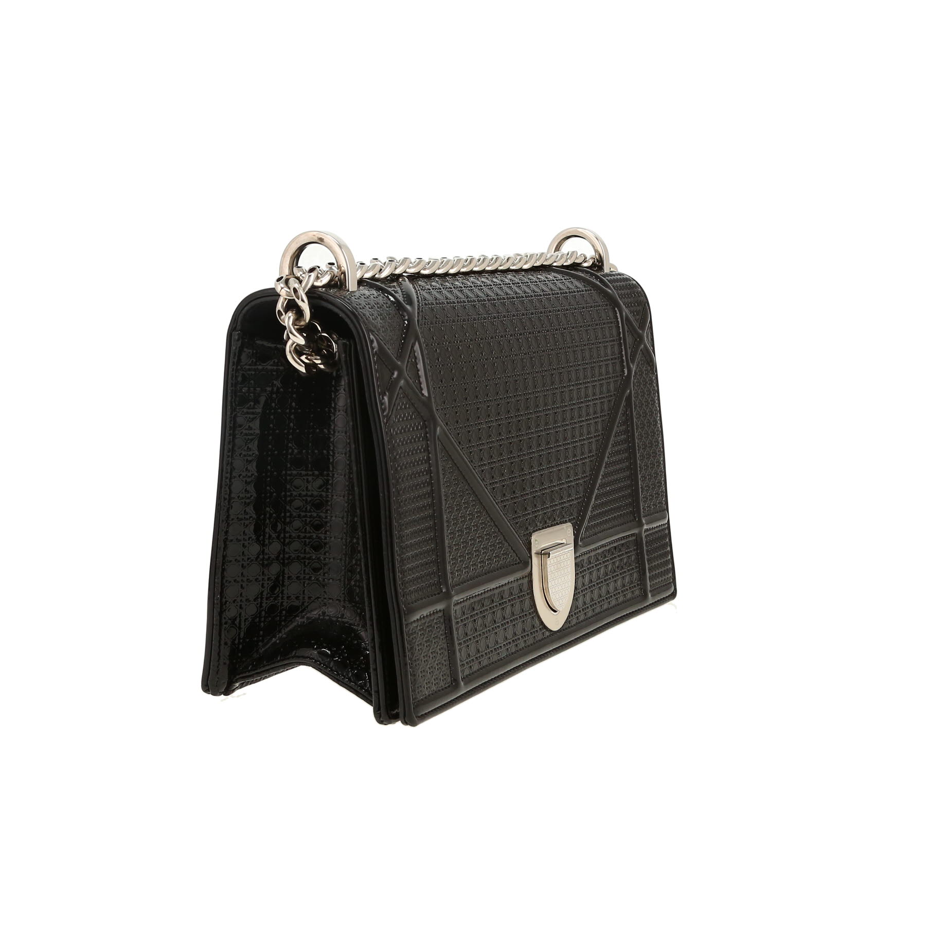 Dior  Diorama handbag  in black patent leather