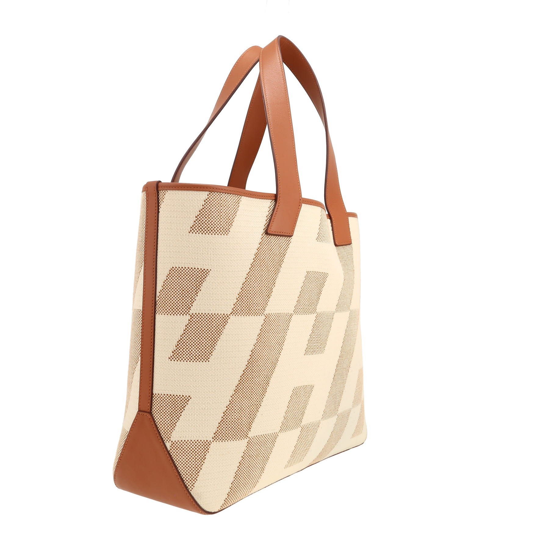 Hermès  H Ambié shopping bag  in beige canvas  and gold leather