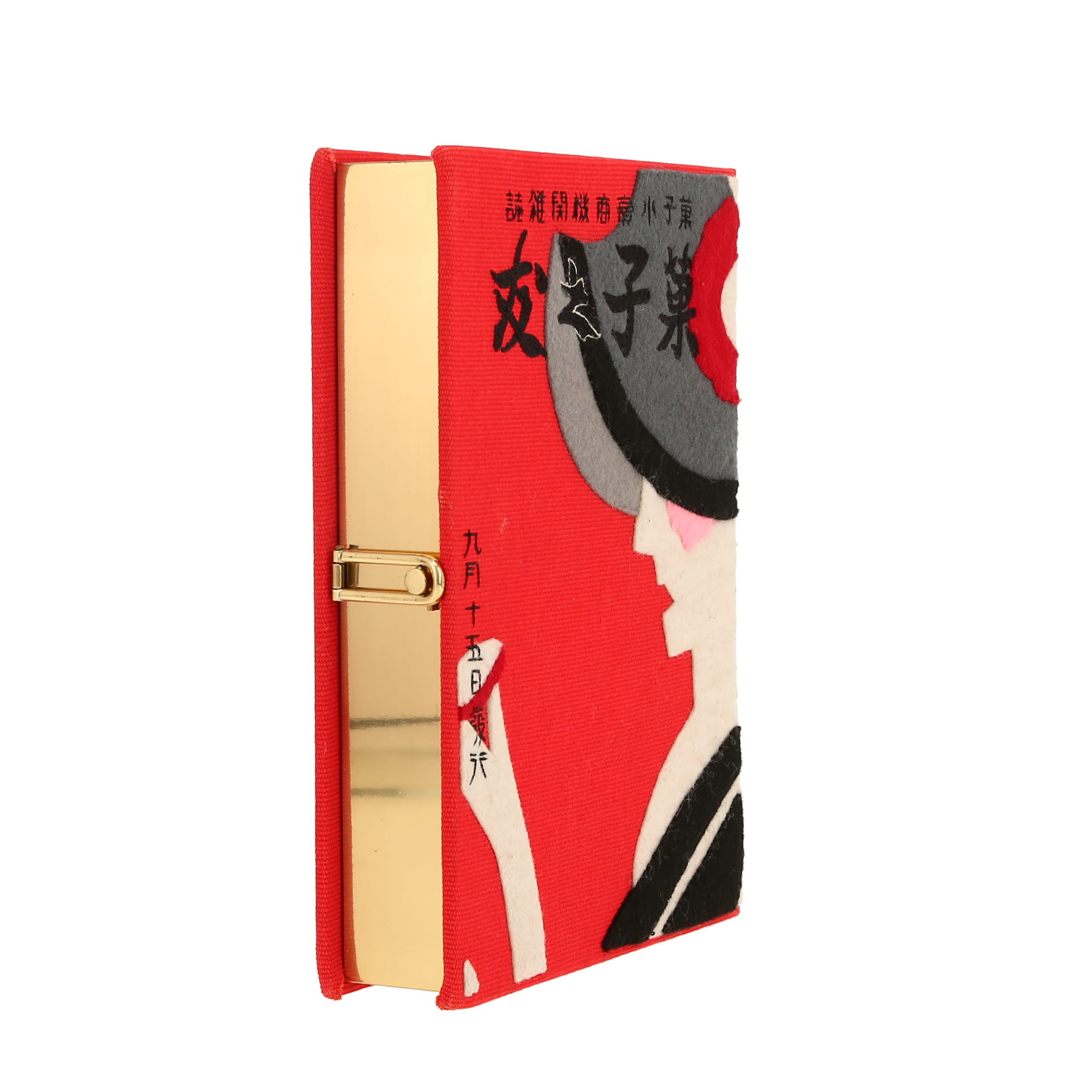 Olympia Le-Tan   pouch  in red, black, grey and beige canvas