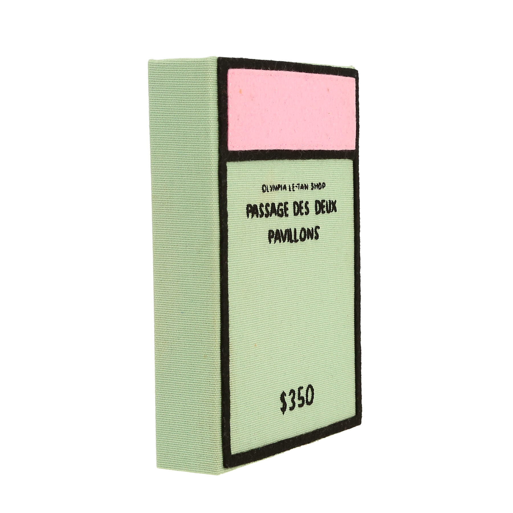 Olympia Le-Tan Monopoly passage des deux pavillons pouch  in green canvas