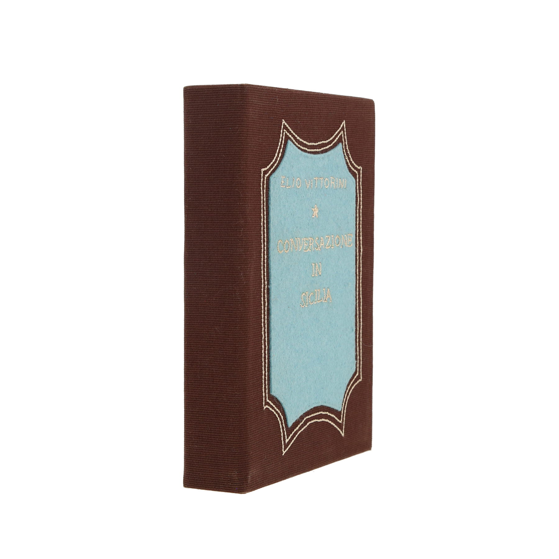 Olympia Le-Tan Conversazione In Sicilia pouch  in brown and blue canvas