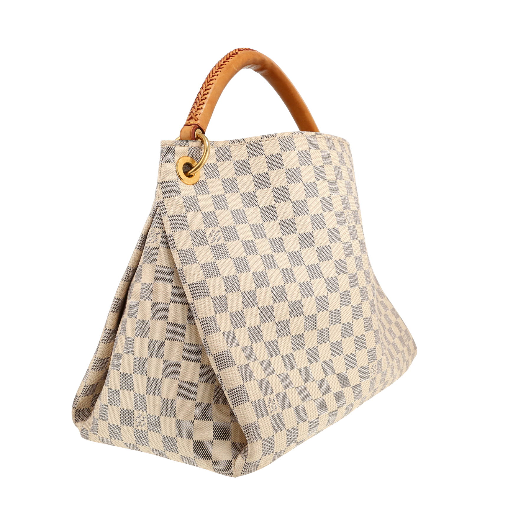 Bolso de mano Louis Vuitton  Artsy en lona a cuadros azul celeste y cuero natural