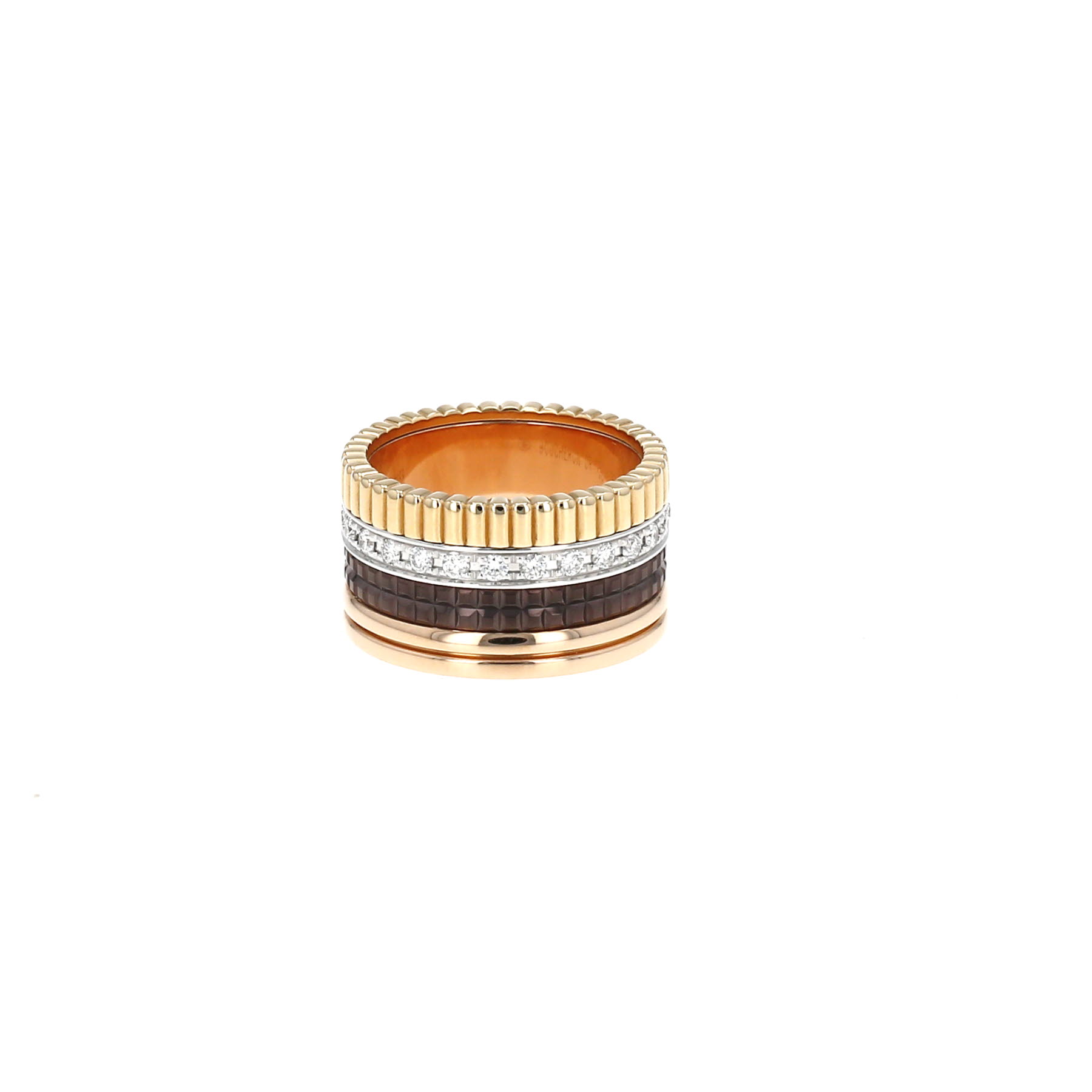 Sortija Boucheron Quatre Classique modelo grande de 3 oros, diamantes y PVD