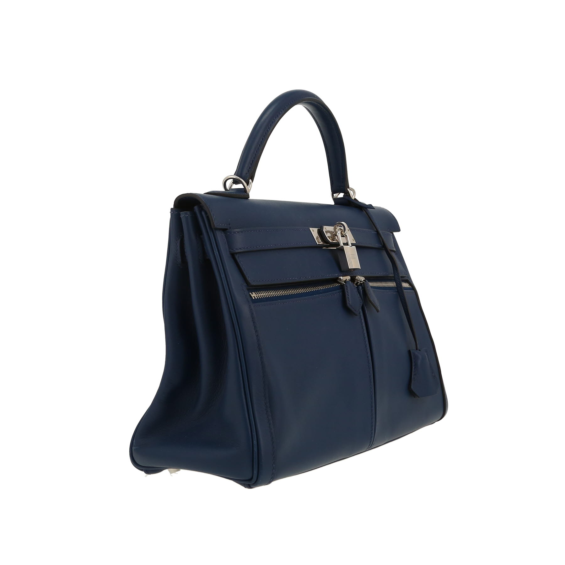 Sac à main Hermès  Kelly Lakis en cuir Swift Bleu de Malte