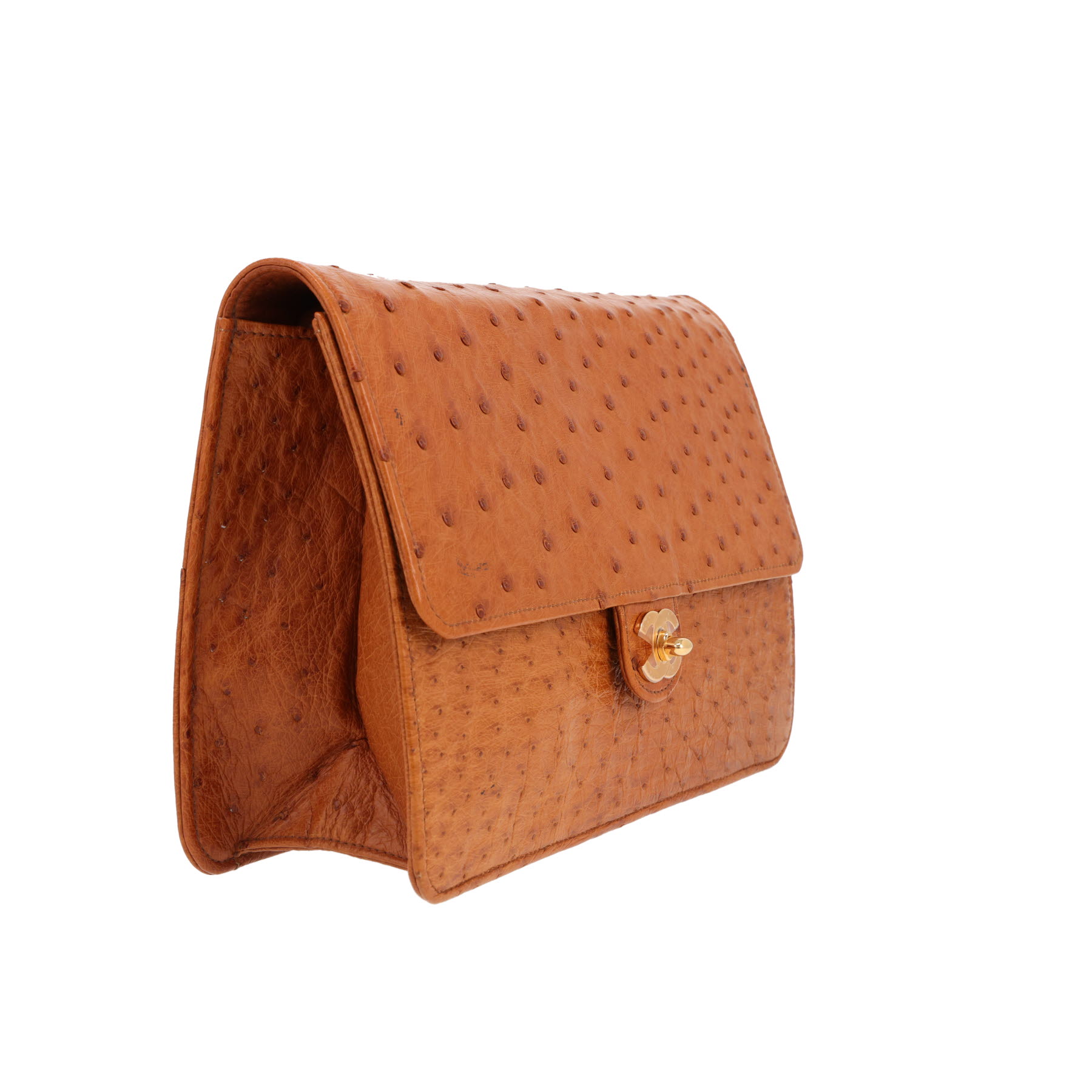 Chanel  Vintage handbag  in gold ostrich leather