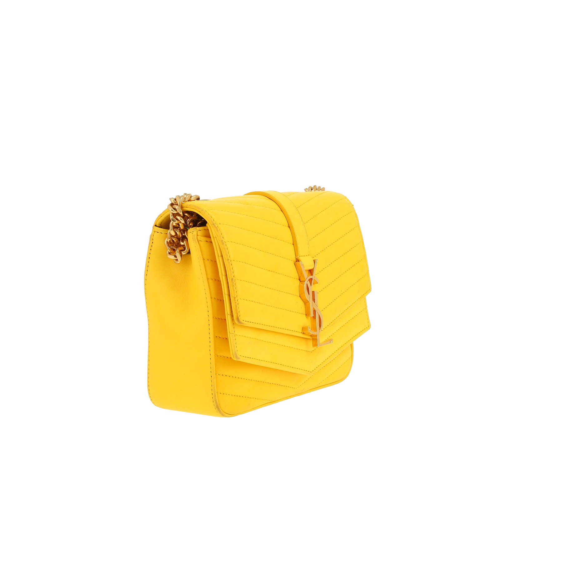 Saint Laurent  Sulpice shoulder bag  in yellow chevron quilted leather