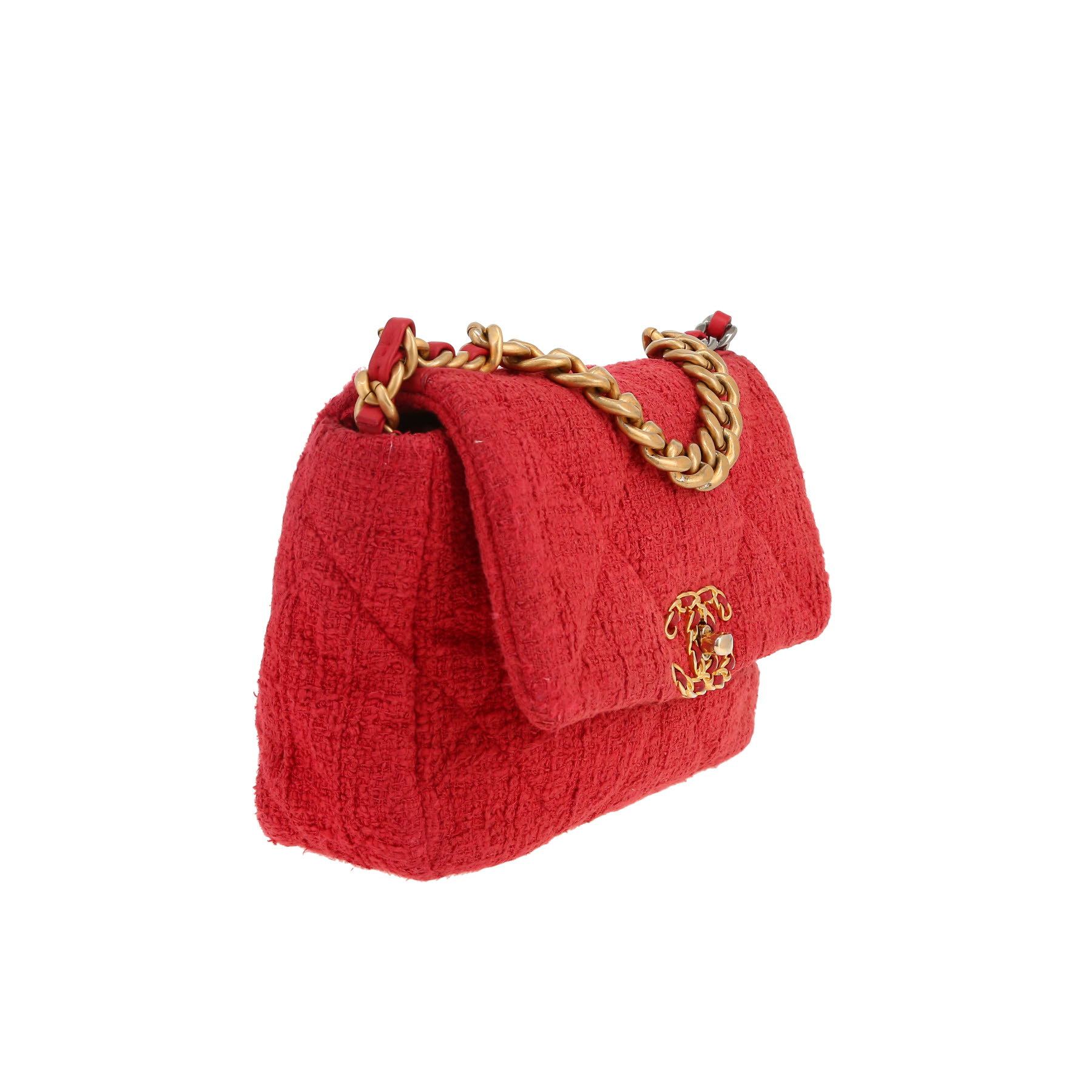 Chanel  19 shoulder bag  in red tweed